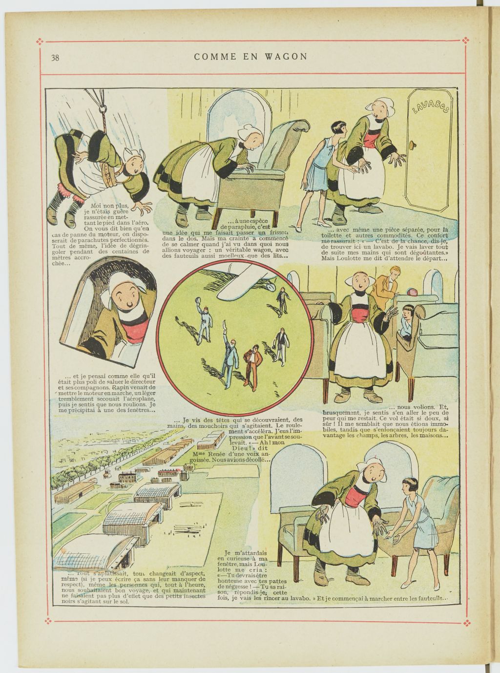 Bécassine – Bécassine en aéroplane (1930), page 39. Caumery & J.-P. Pinchon. Domaine public. Source gallica.bnf.fr / BnF.