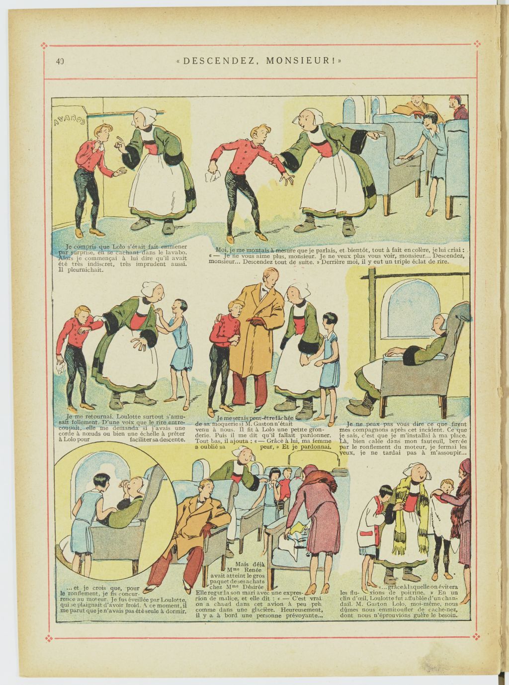 Bécassine – Bécassine en aéroplane (1930), page 41. Caumery & J.-P. Pinchon. Domaine public. Source gallica.bnf.fr / BnF.