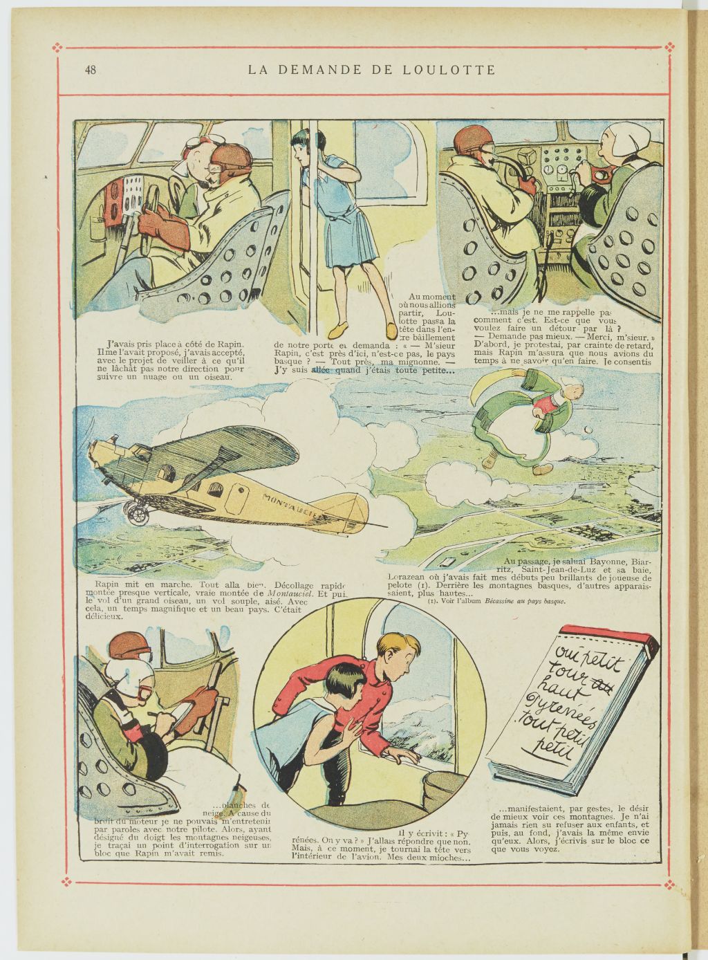 Bécassine – Bécassine en aéroplane (1930), page 49. Caumery & J.-P. Pinchon. Domaine public. Source gallica.bnf.fr / BnF.