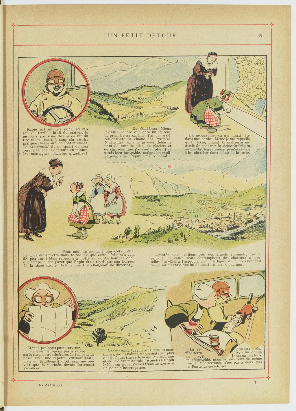 Bécassine – Bécassine en aéroplane (1930), page 50. Caumery & J.-P. Pinchon. Domaine public. Source gallica.bnf.fr / BnF.