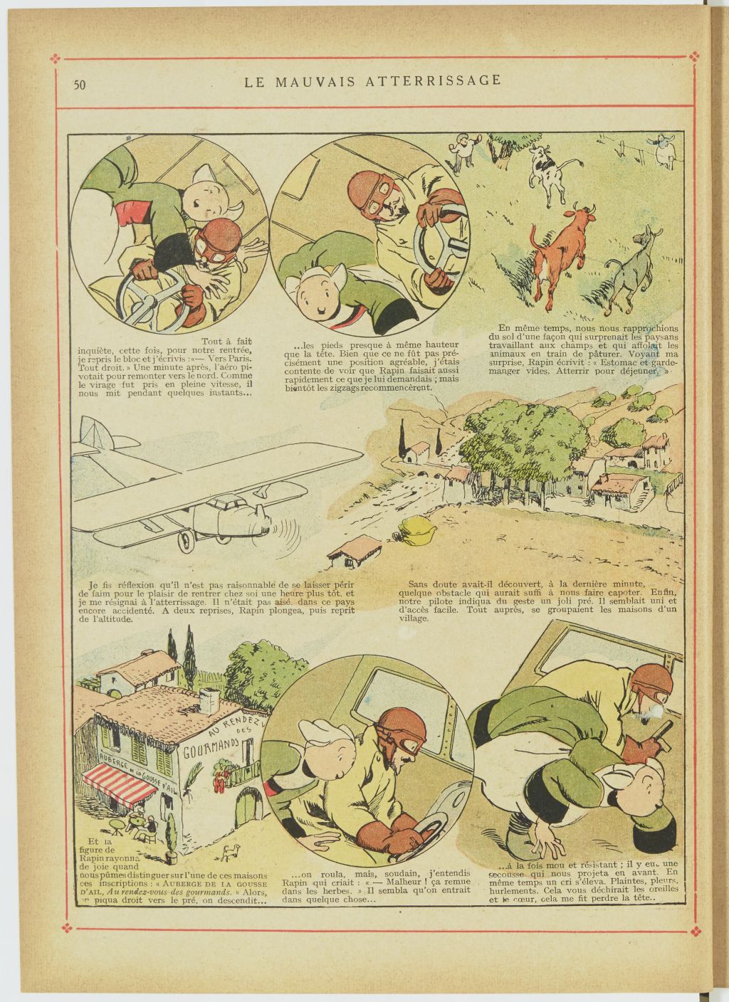 Bécassine – Bécassine en aéroplane (1930), page 51. Caumery & J.-P. Pinchon. Domaine public. Source gallica.bnf.fr / BnF.