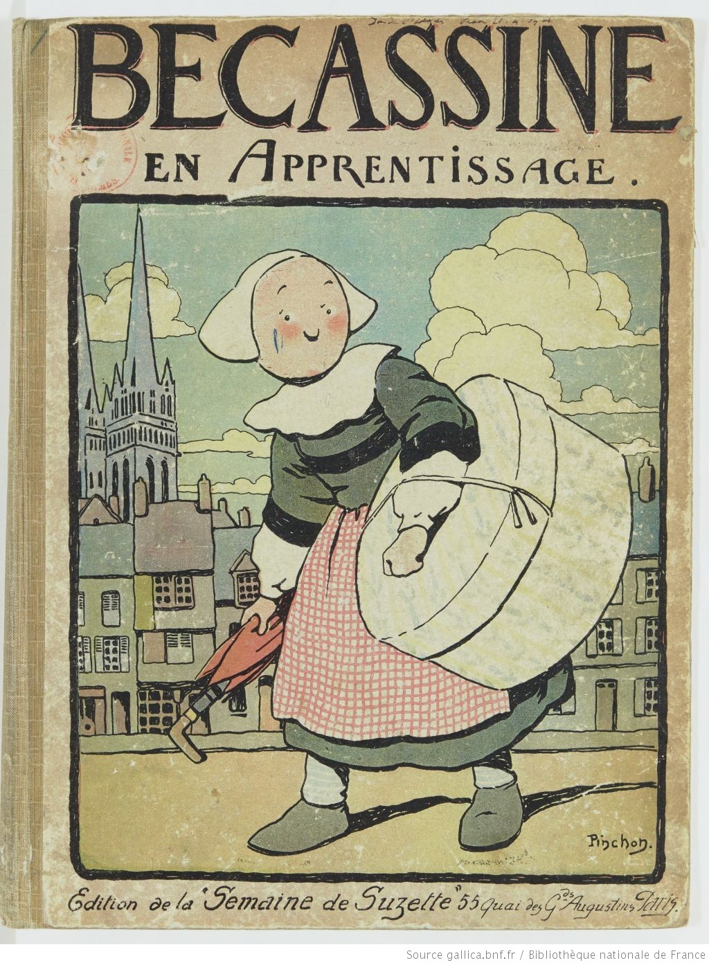 Bécassine – Bécassine en apprentissage (1919), page 1. Caumery & J.-P. Pinchon. Domaine public. Source gallica.bnf.fr / BnF.