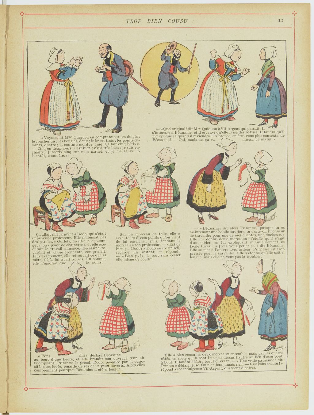 Bécassine – Bécassine en apprentissage (1919), page 14. Caumery & J.-P. Pinchon. Domaine public. Source gallica.bnf.fr / BnF.