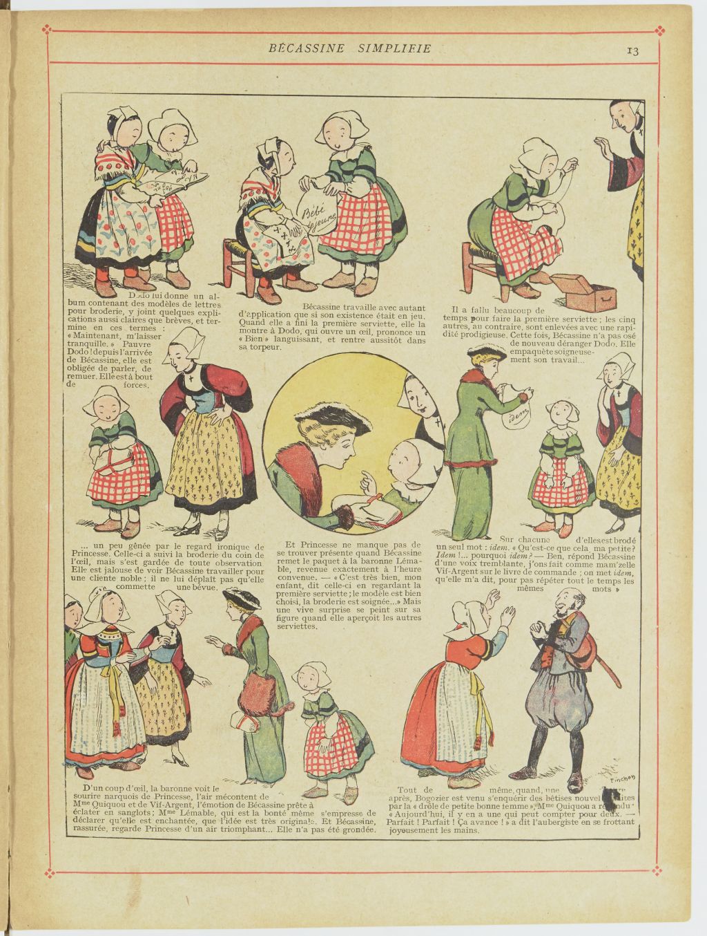 Bécassine – Bécassine en apprentissage (1919), page 16. Caumery & J.-P. Pinchon. Domaine public. Source gallica.bnf.fr / BnF.