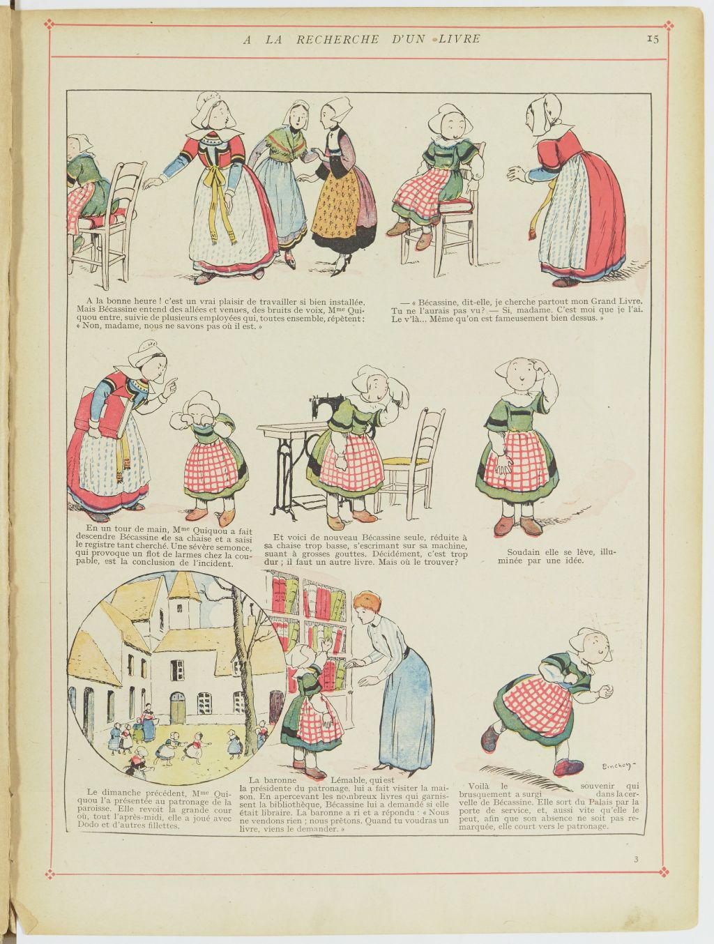 Bécassine – Bécassine en apprentissage (1919), page 18. Caumery & J.-P. Pinchon. Domaine public. Source gallica.bnf.fr / BnF.