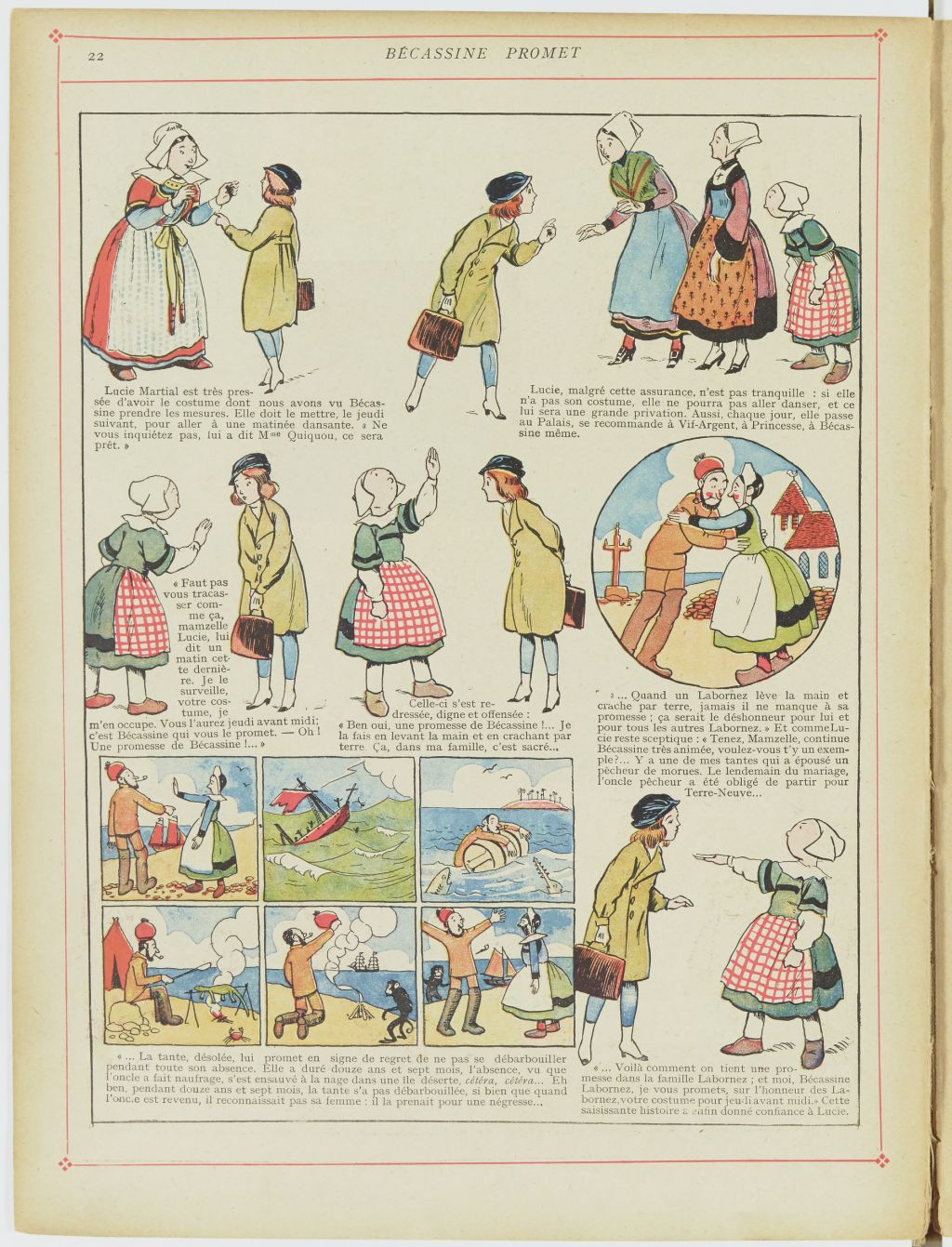 Bécassine – Bécassine en apprentissage (1919), page 25. Caumery & J.-P. Pinchon. Domaine public. Source gallica.bnf.fr / BnF.