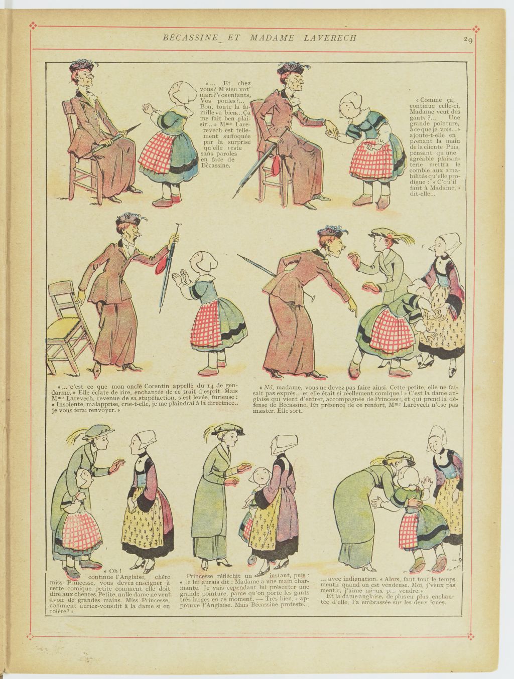 Bécassine – Bécassine en apprentissage (1919), page 32. Caumery & J.-P. Pinchon. Domaine public. Source gallica.bnf.fr / BnF.