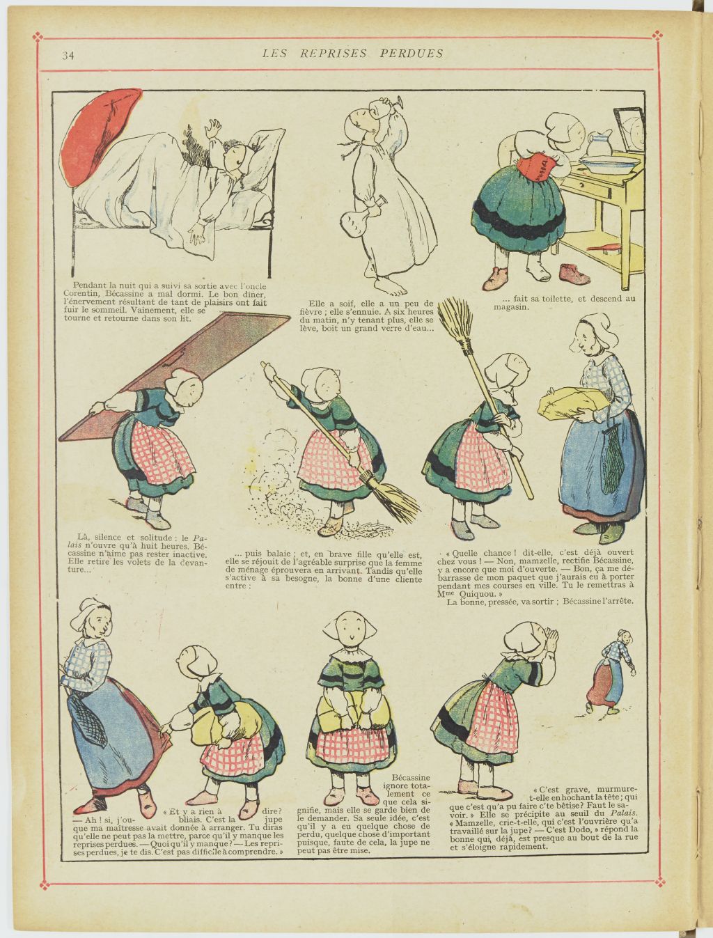 Bécassine – Bécassine en apprentissage (1919), page 37. Caumery & J.-P. Pinchon. Domaine public. Source gallica.bnf.fr / BnF.