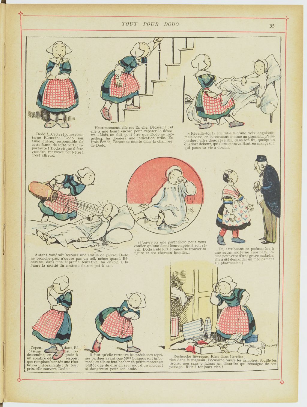 Bécassine – Bécassine en apprentissage (1919), page 38. Caumery & J.-P. Pinchon. Domaine public. Source gallica.bnf.fr / BnF.