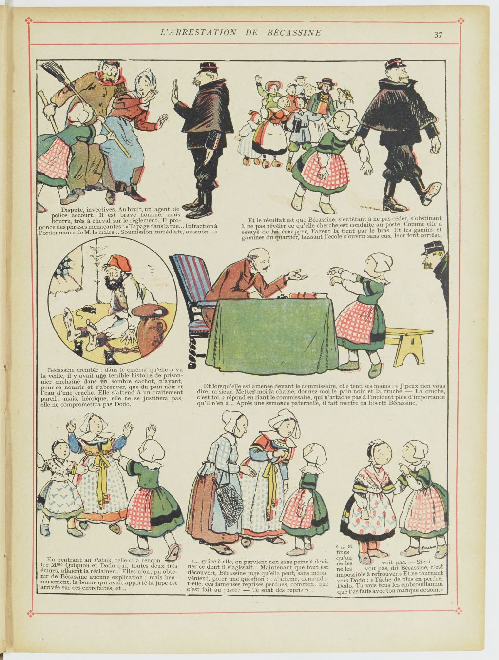 Bécassine – Bécassine en apprentissage (1919), page 40. Caumery & J.-P. Pinchon. Domaine public. Source gallica.bnf.fr / BnF.