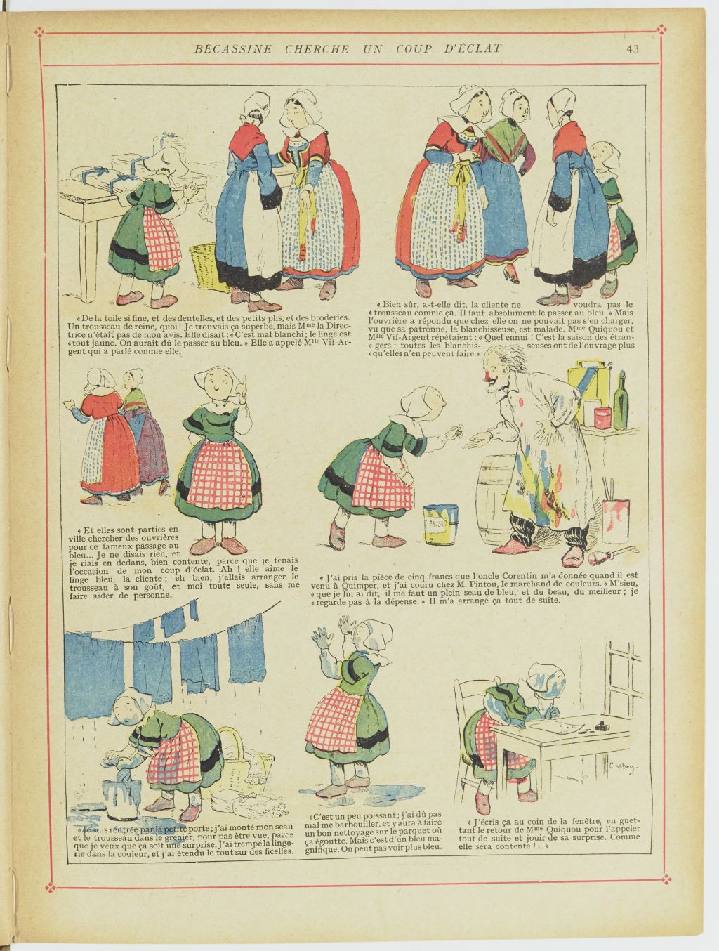 Bécassine – Bécassine en apprentissage (1919), page 46. Caumery & J.-P. Pinchon. Domaine public. Source gallica.bnf.fr / BnF.