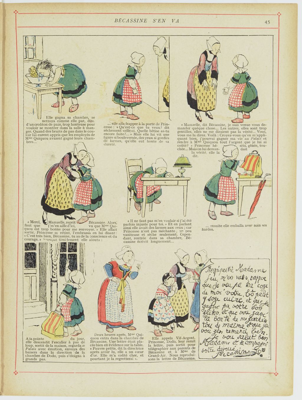Bécassine – Bécassine en apprentissage (1919), page 48. Caumery & J.-P. Pinchon. Domaine public. Source gallica.bnf.fr / BnF.