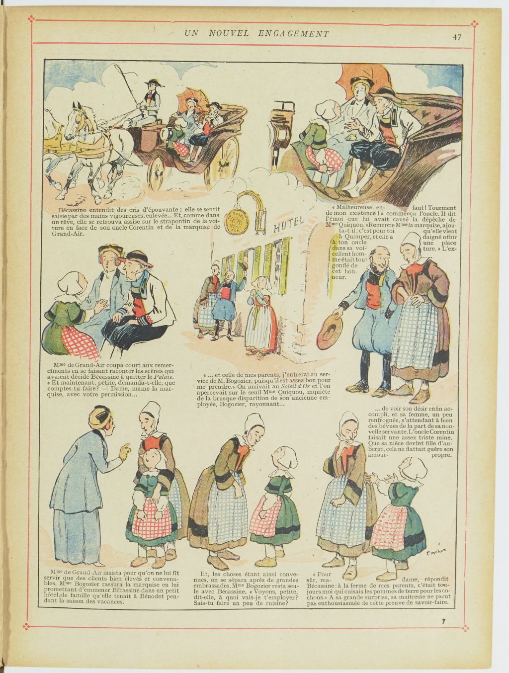 Bécassine – Bécassine en apprentissage (1919), page 50. Caumery & J.-P. Pinchon. Domaine public. Source gallica.bnf.fr / BnF.