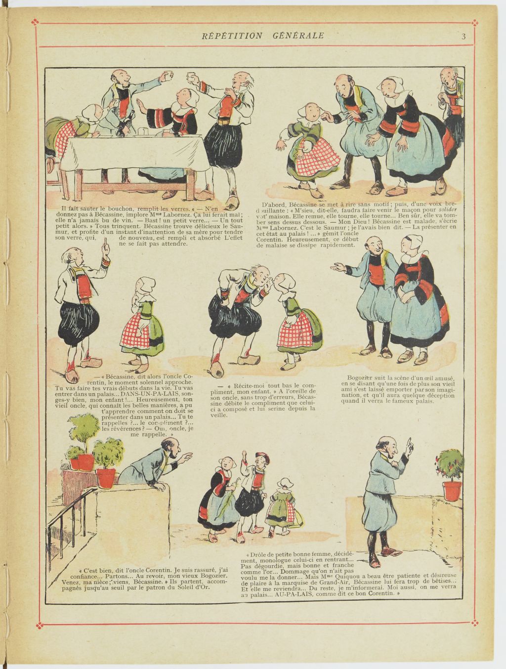 Bécassine – Bécassine en apprentissage (1919), page 6. Caumery & J.-P. Pinchon. Domaine public. Source gallica.bnf.fr / BnF.