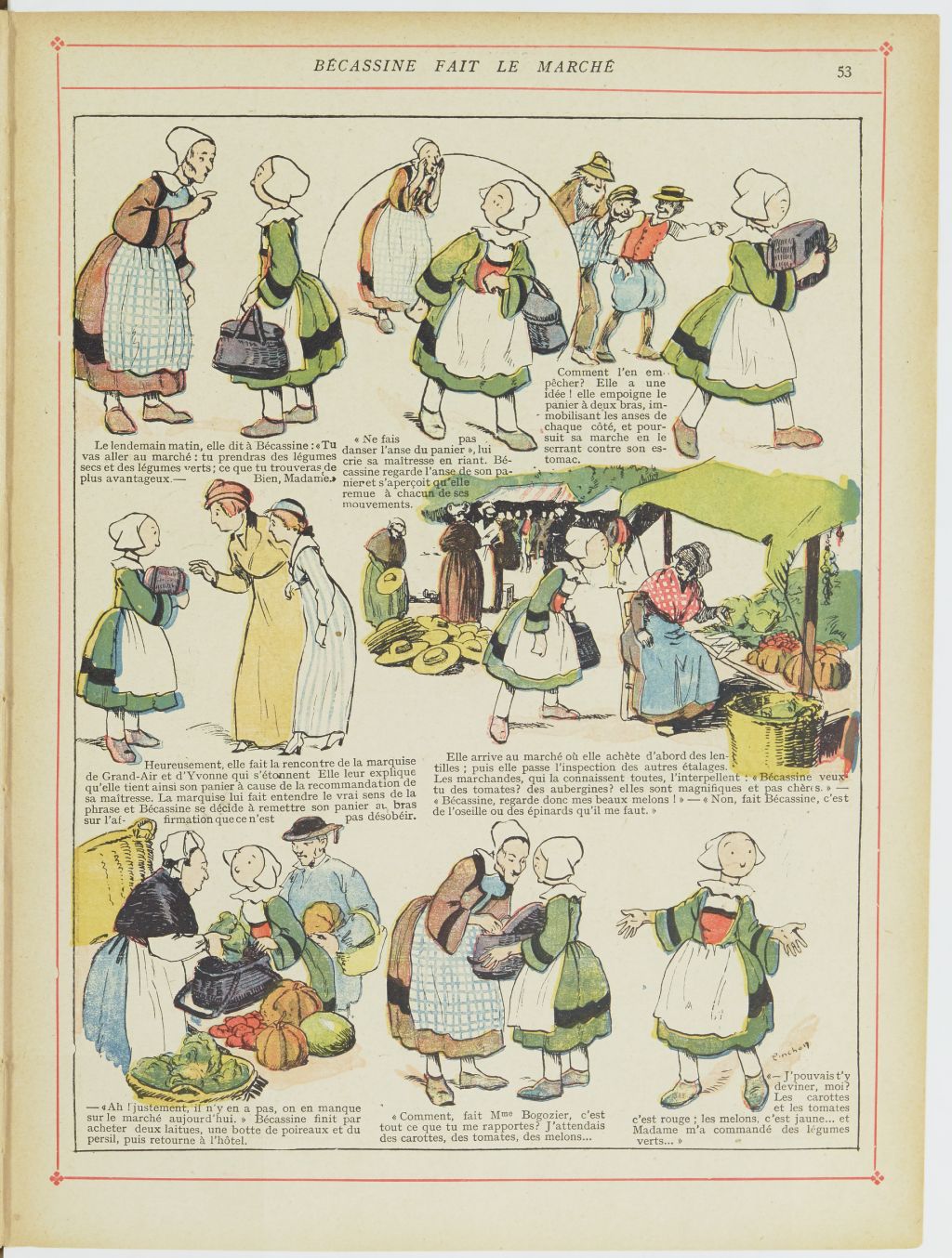 Bécassine – Bécassine en apprentissage (1919), page 56. Caumery & J.-P. Pinchon. Domaine public. Source gallica.bnf.fr / BnF.