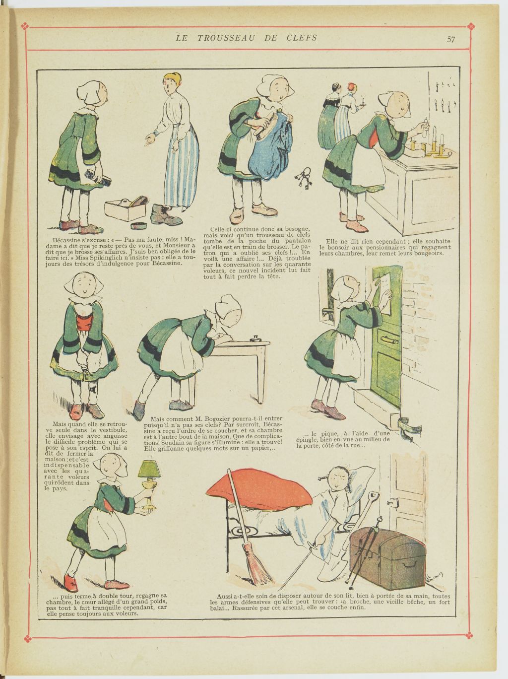 Bécassine – Bécassine en apprentissage (1919), page 60. Caumery & J.-P. Pinchon. Domaine public. Source gallica.bnf.fr / BnF.
