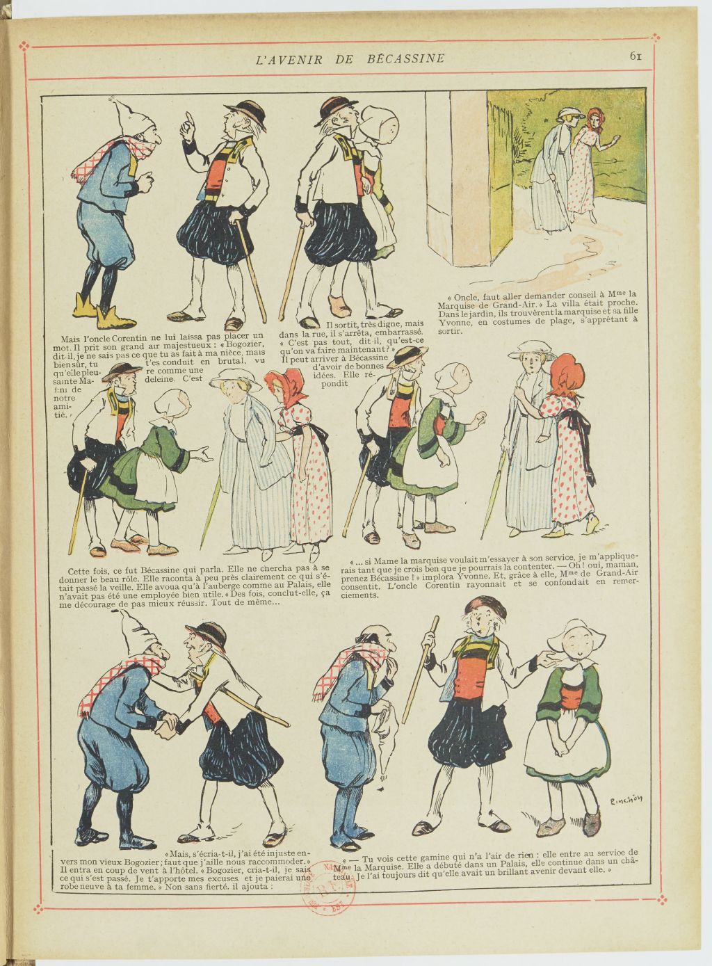 Bécassine – Bécassine en apprentissage (1919), page 64. Caumery & J.-P. Pinchon. Domaine public. Source gallica.bnf.fr / BnF.