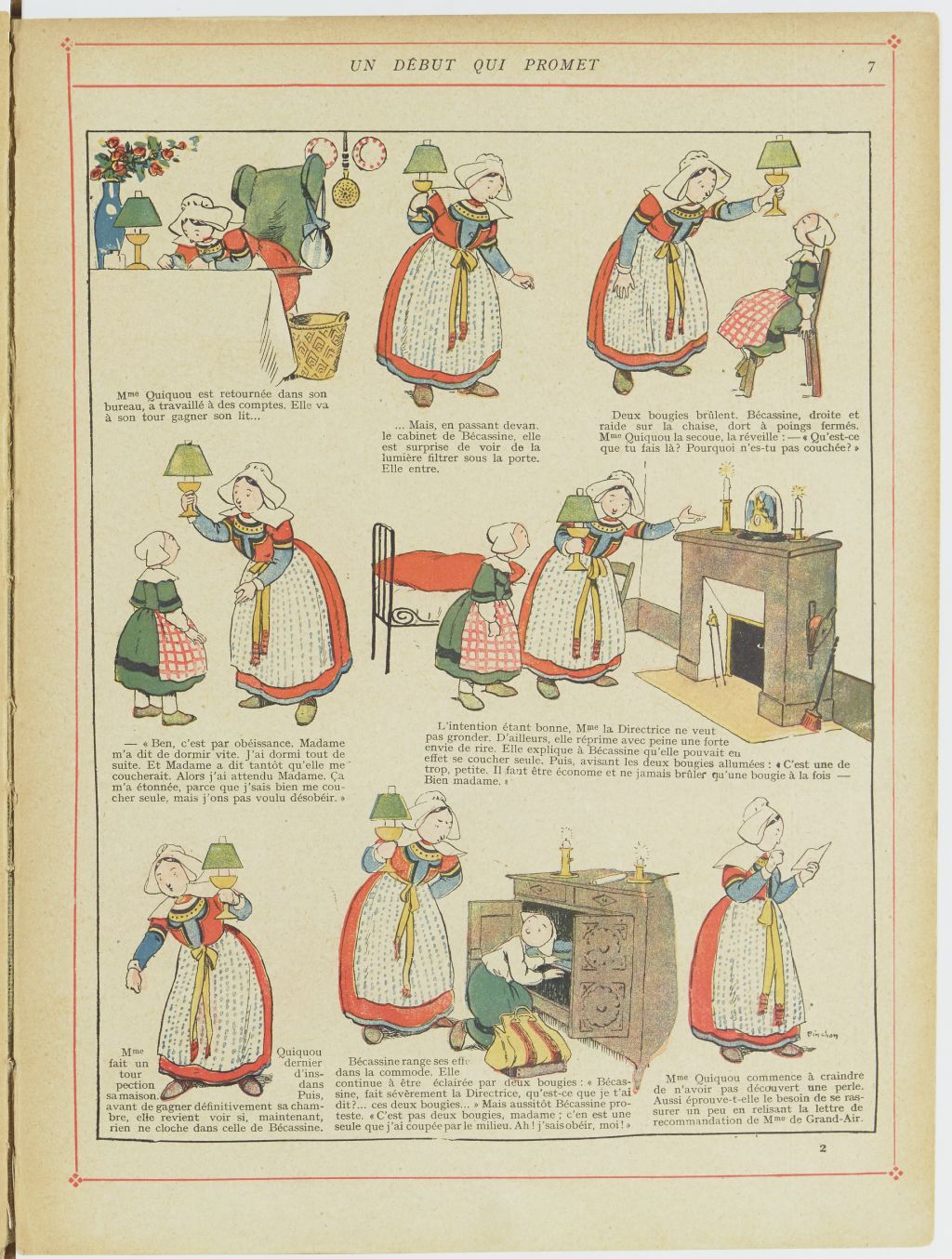 Bécassine – Bécassine en apprentissage (1919), page 10. Caumery & J.-P. Pinchon. Domaine public. Source gallica.bnf.fr / BnF.