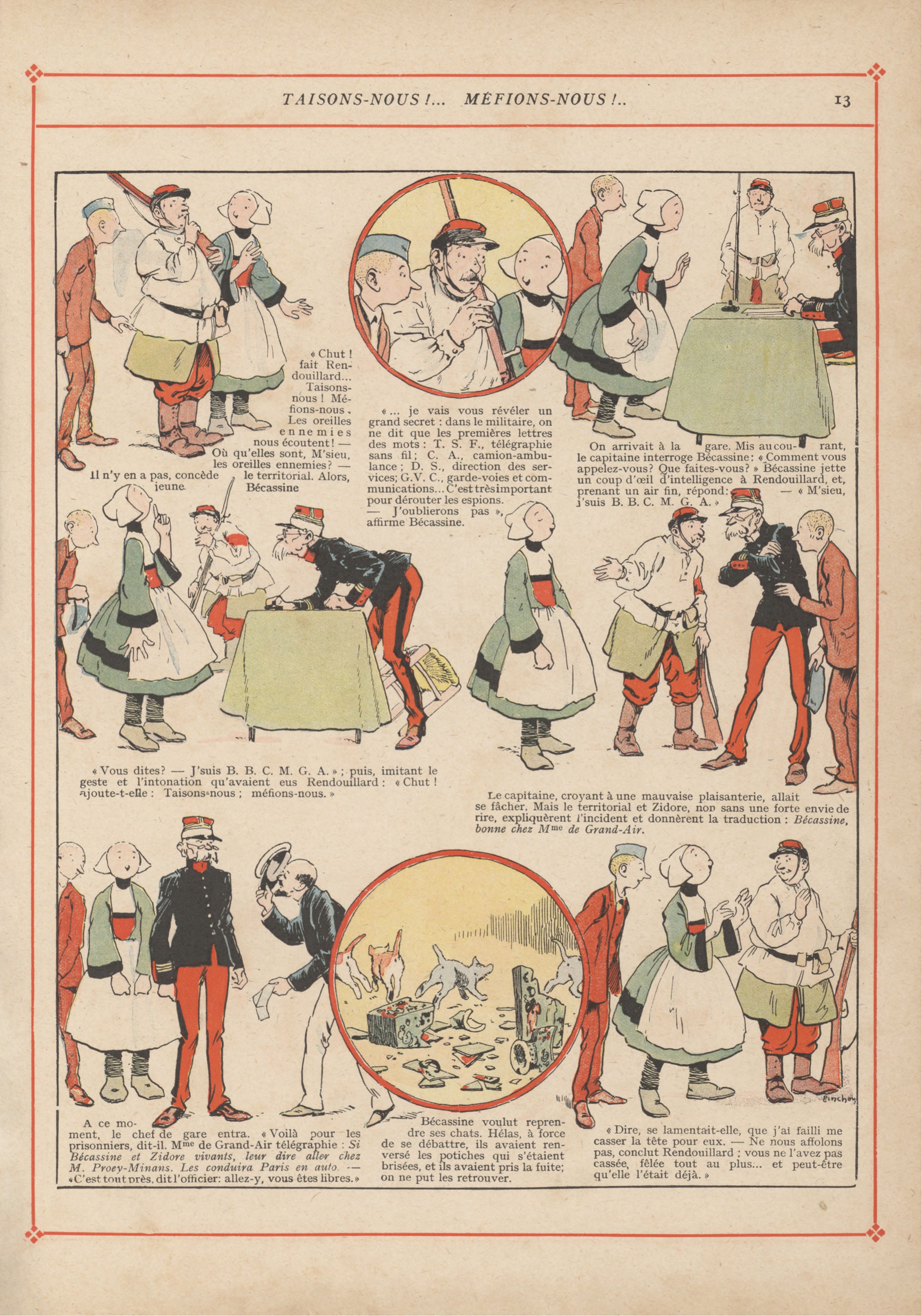 Bécassine – Bécassine pendant la guerre (1916), page 16. Caumery & J.-P. Pinchon. Domaine public.