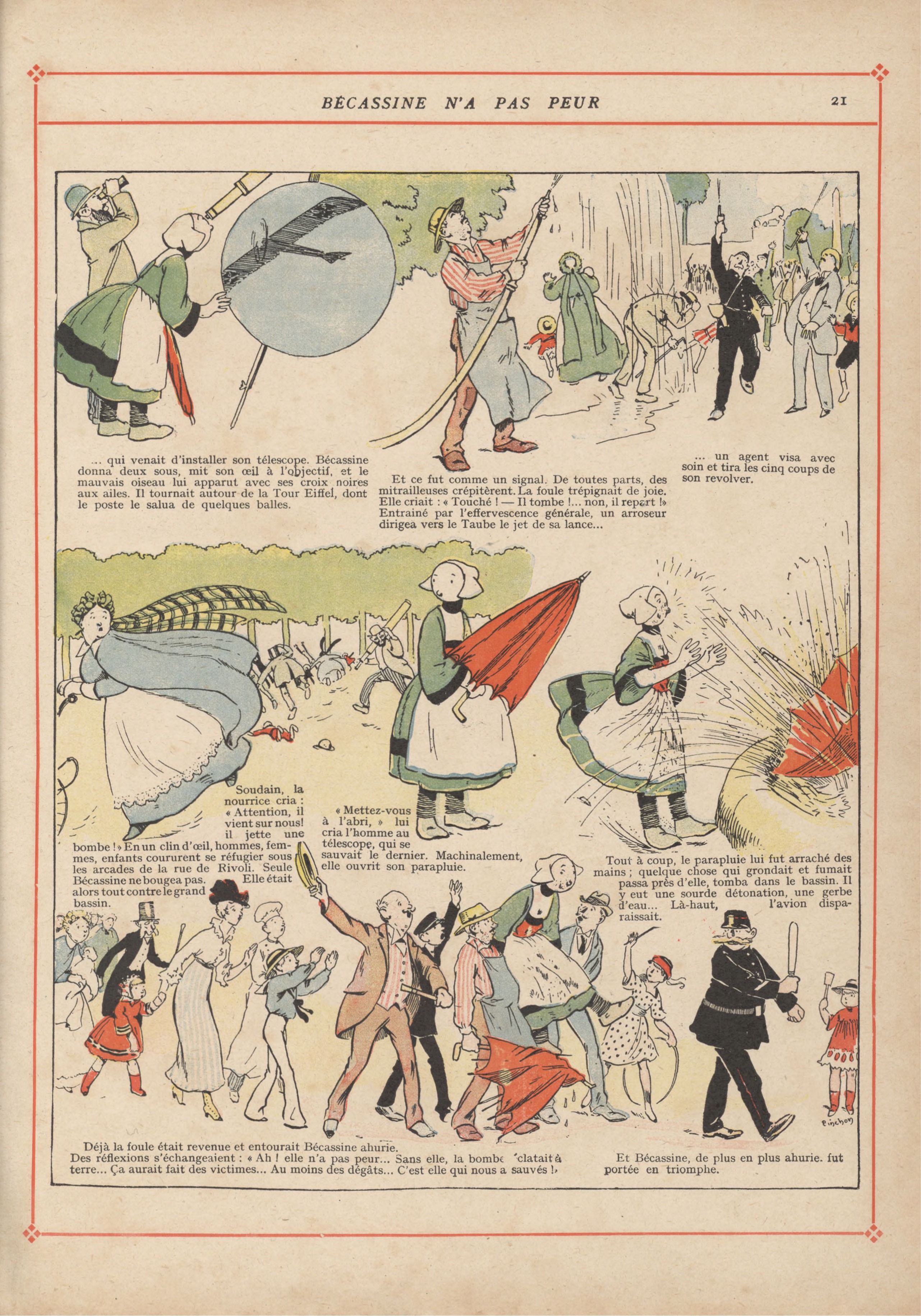 Bécassine – Bécassine pendant la guerre (1916), page 24. Caumery & J.-P. Pinchon. Domaine public.