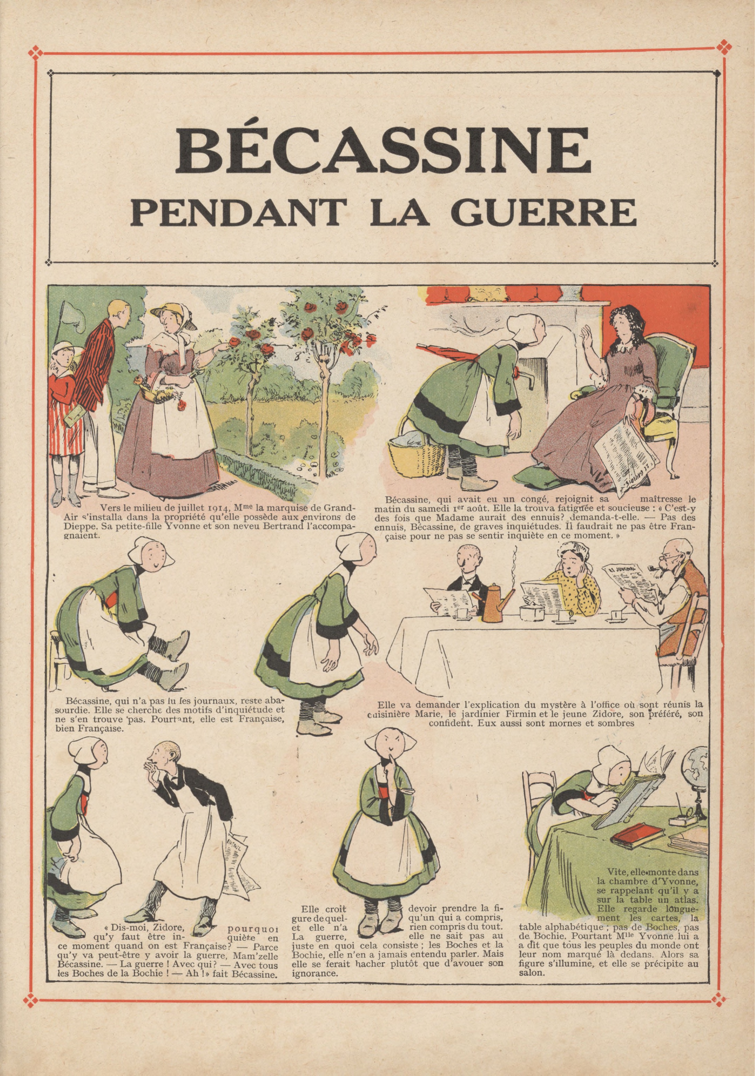 Bécassine – Bécassine pendant la guerre (1916), page 4. Caumery & J.-P. Pinchon. Domaine public.