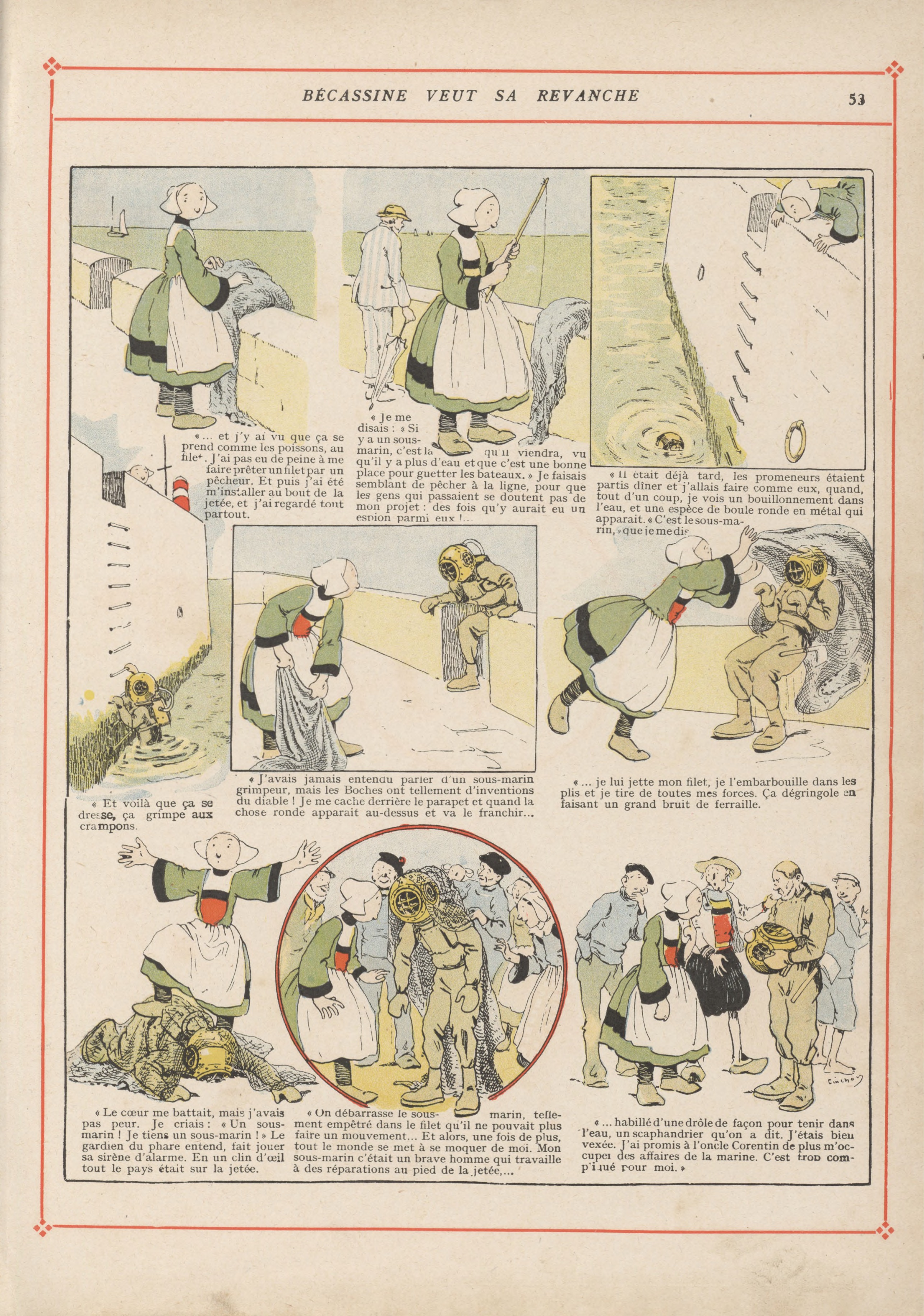 Bécassine – Bécassine pendant la guerre (1916), page 56. Caumery & J.-P. Pinchon. Domaine public.