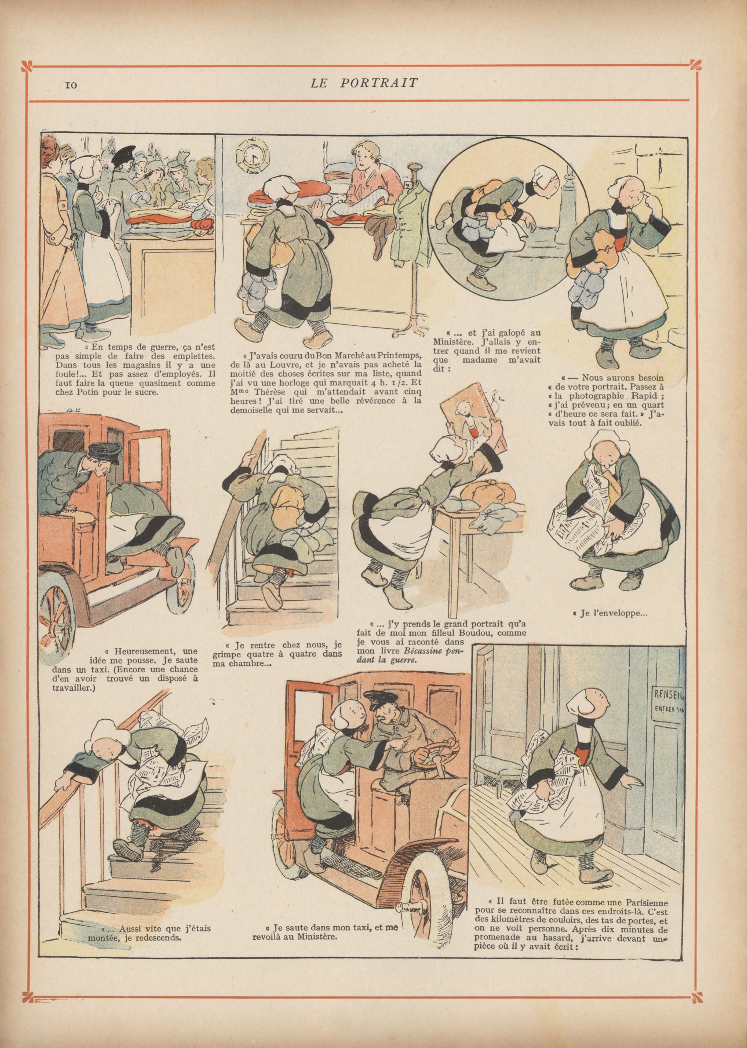 Bécassine – Bécassine chez les Alliés (1917), page 13. Caumery & J.-P. Pinchon. Domaine public.