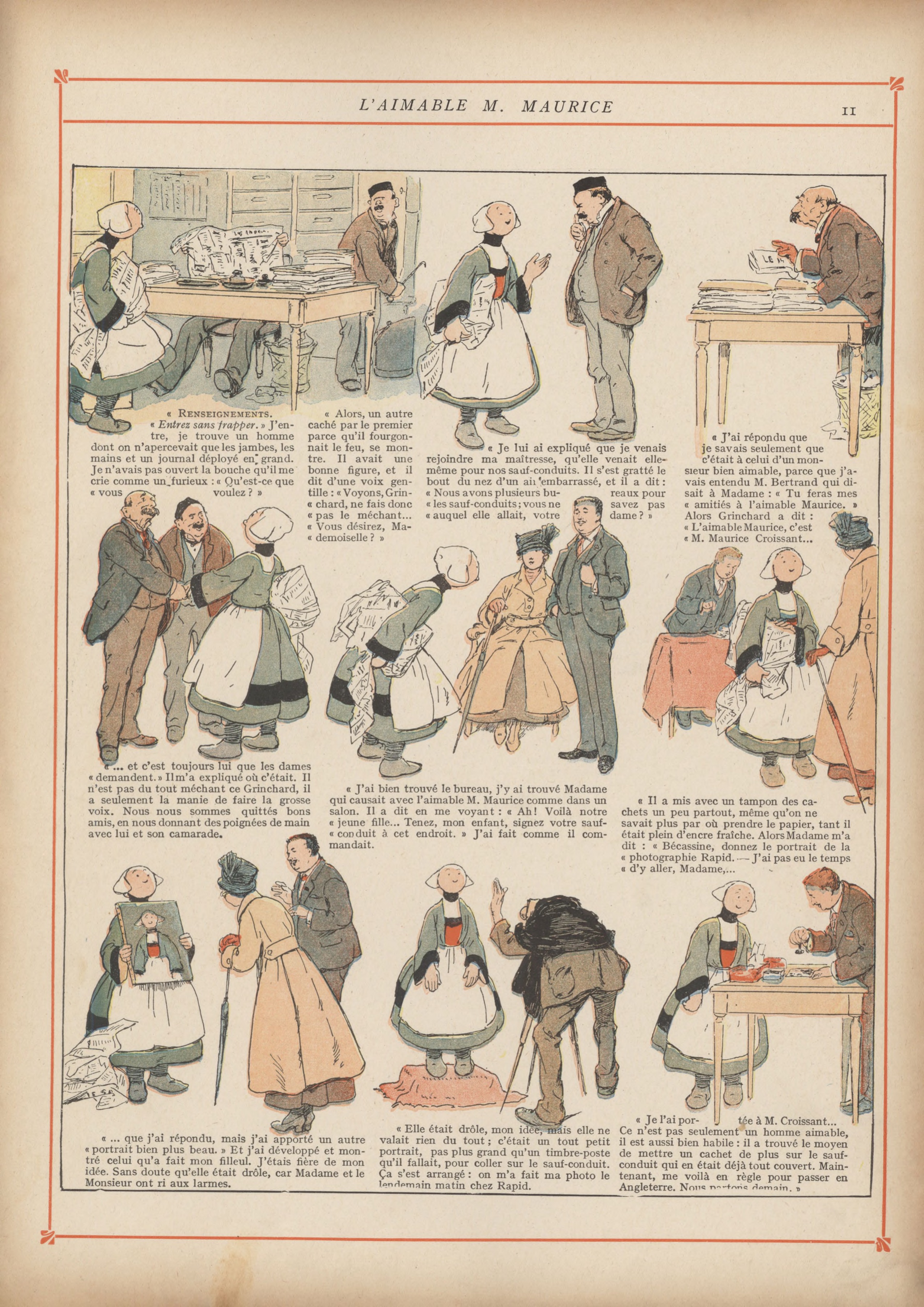 Bécassine – Bécassine chez les Alliés (1917), page 14. Caumery & J.-P. Pinchon. Domaine public.