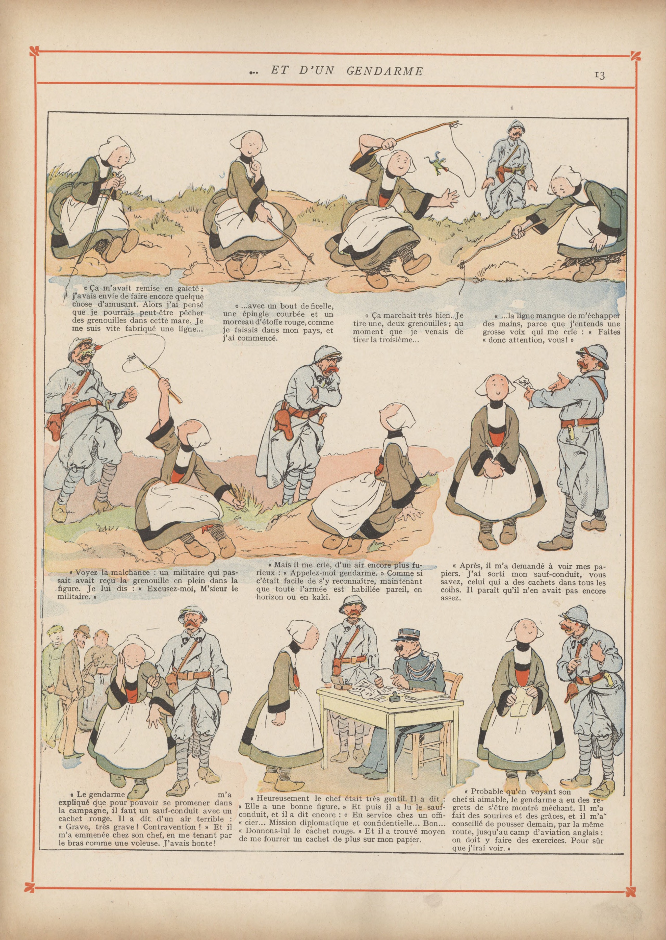 Bécassine – Bécassine chez les Alliés (1917), page 16. Caumery & J.-P. Pinchon. Domaine public.