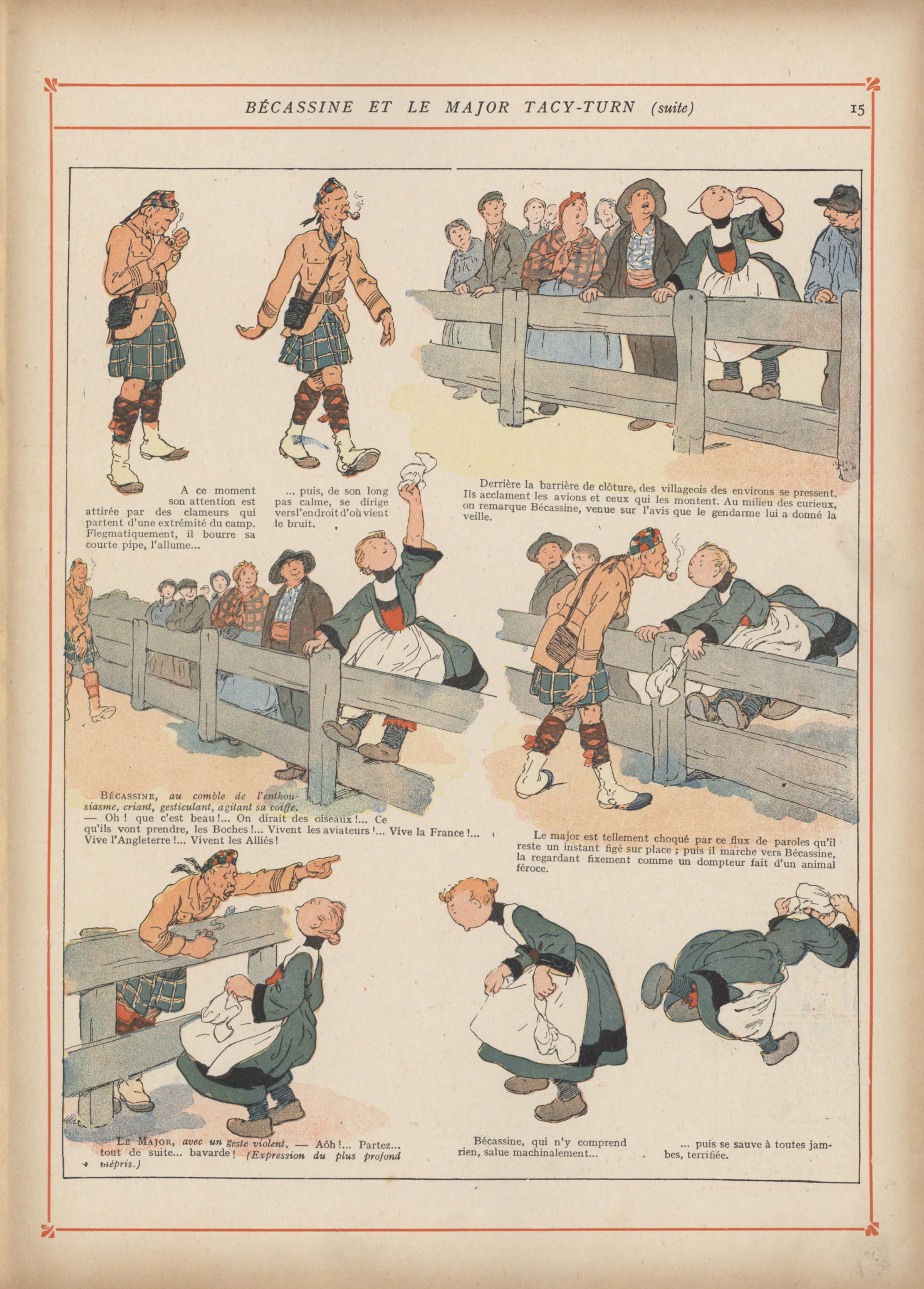 Bécassine – Bécassine chez les Alliés (1917), page 18. Caumery & J.-P. Pinchon. Domaine public.
