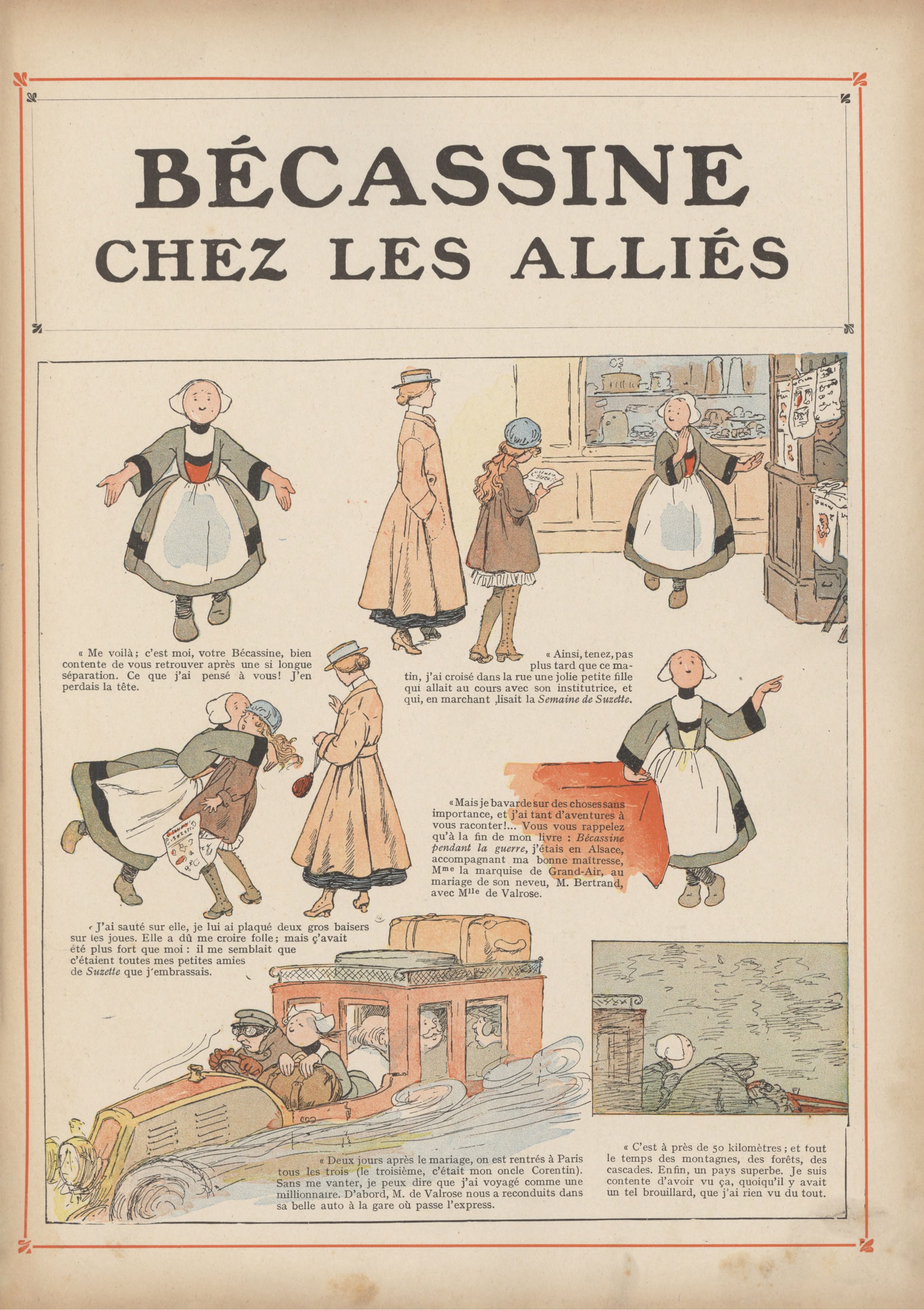 Bécassine – Bécassine chez les Alliés (1917), page 4. Caumery & J.-P. Pinchon. Domaine public.