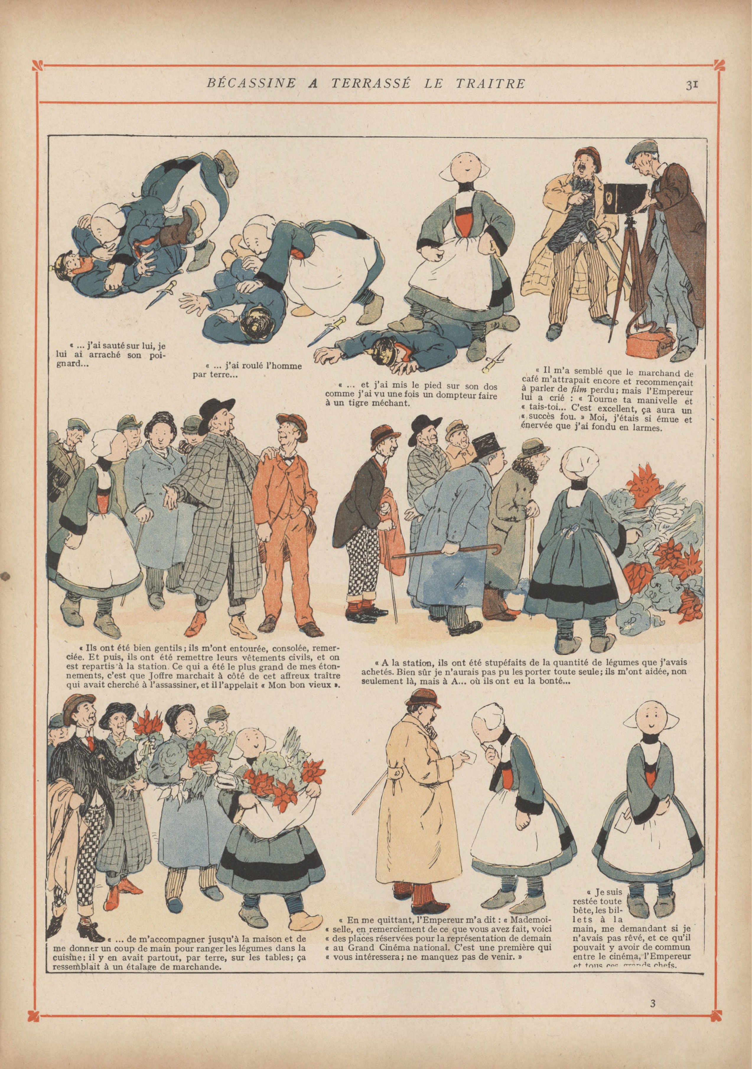 Bécassine – Bécassine chez les Alliés (1917), page 34. Caumery & J.-P. Pinchon. Domaine public.
