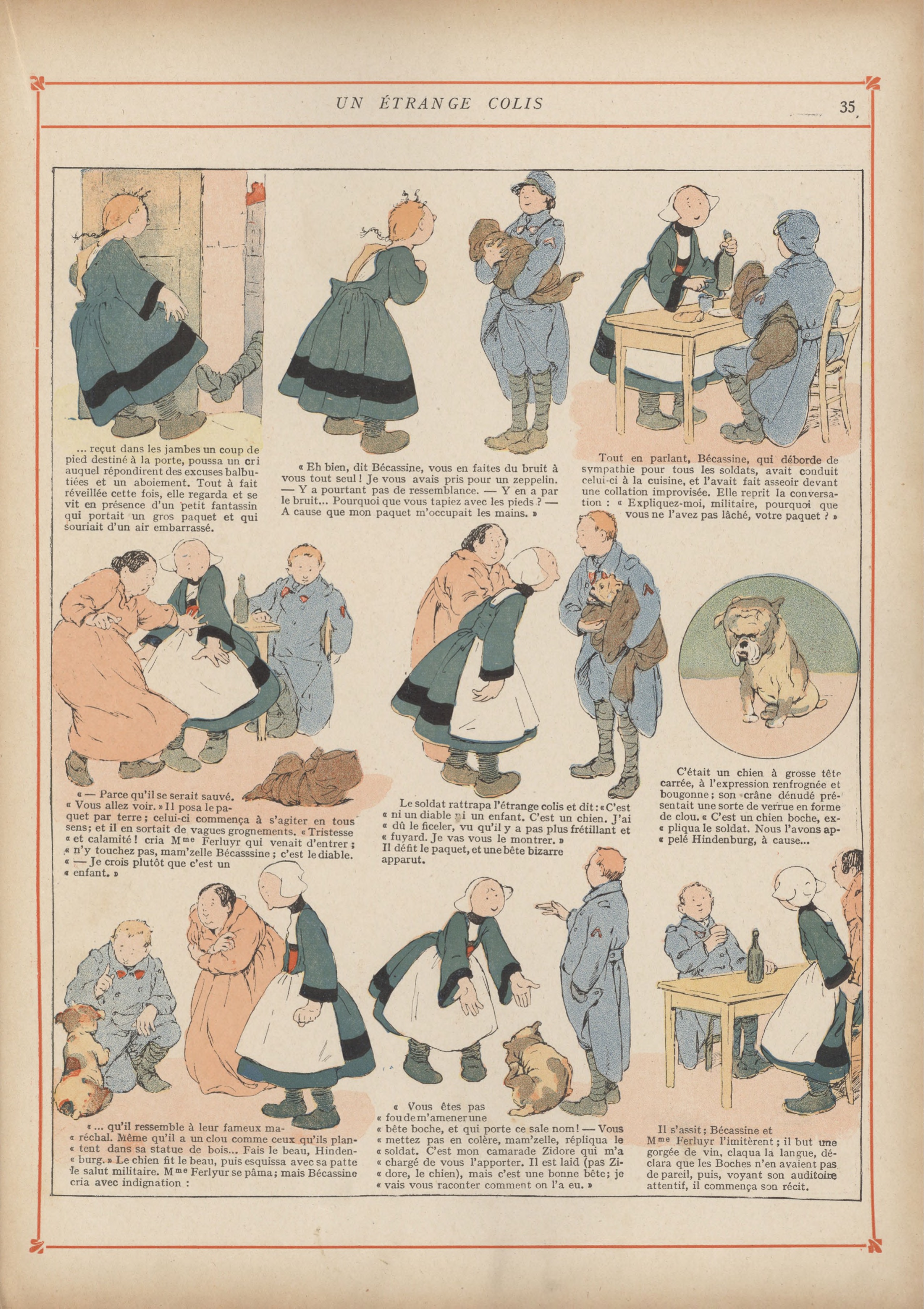 Bécassine – Bécassine chez les Alliés (1917), page 38. Caumery & J.-P. Pinchon. Domaine public.
