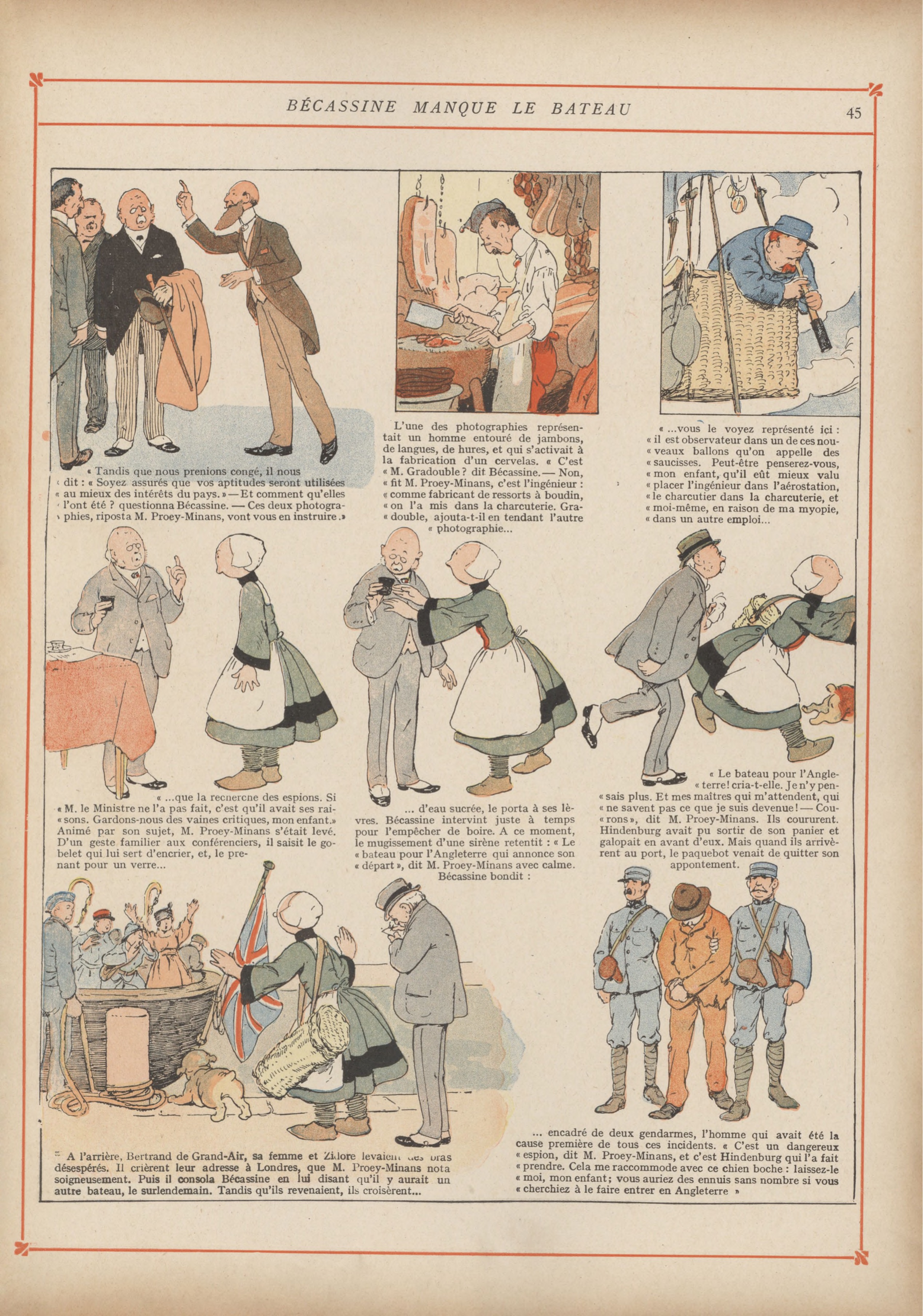 Bécassine – Bécassine chez les Alliés (1917), page 48. Caumery & J.-P. Pinchon. Domaine public.