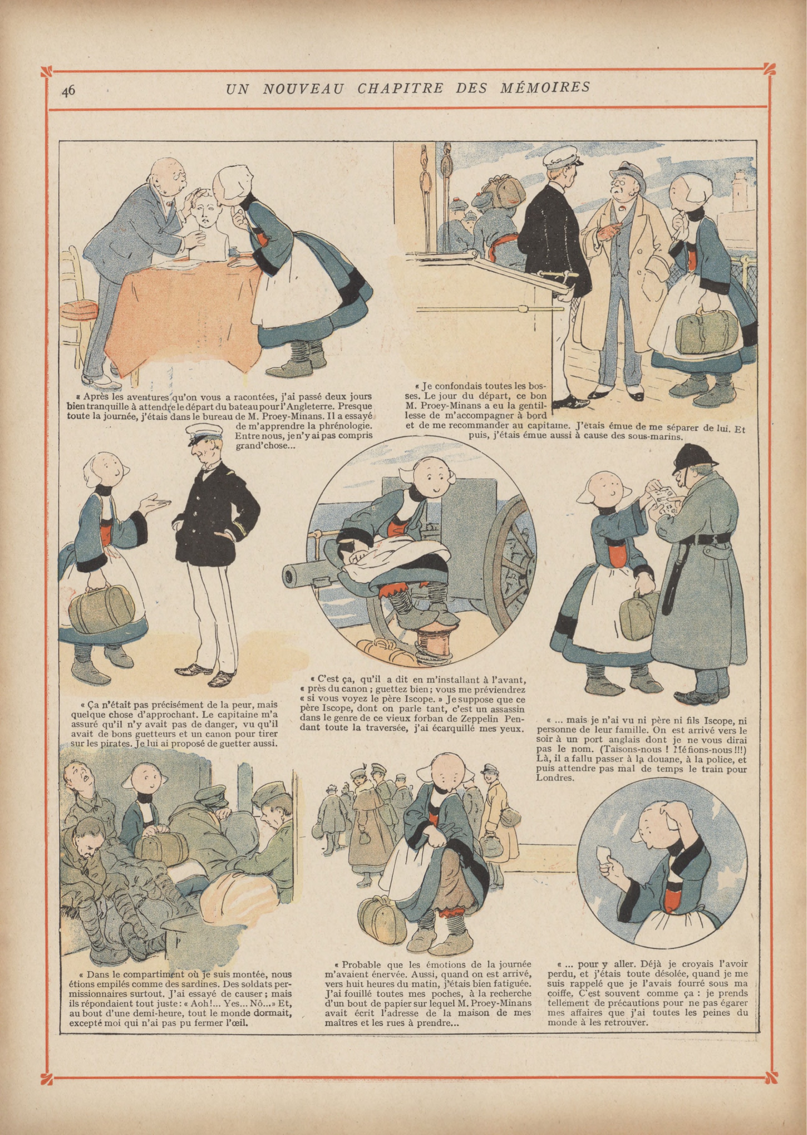 Bécassine – Bécassine chez les Alliés (1917), page 49. Caumery & J.-P. Pinchon. Domaine public.