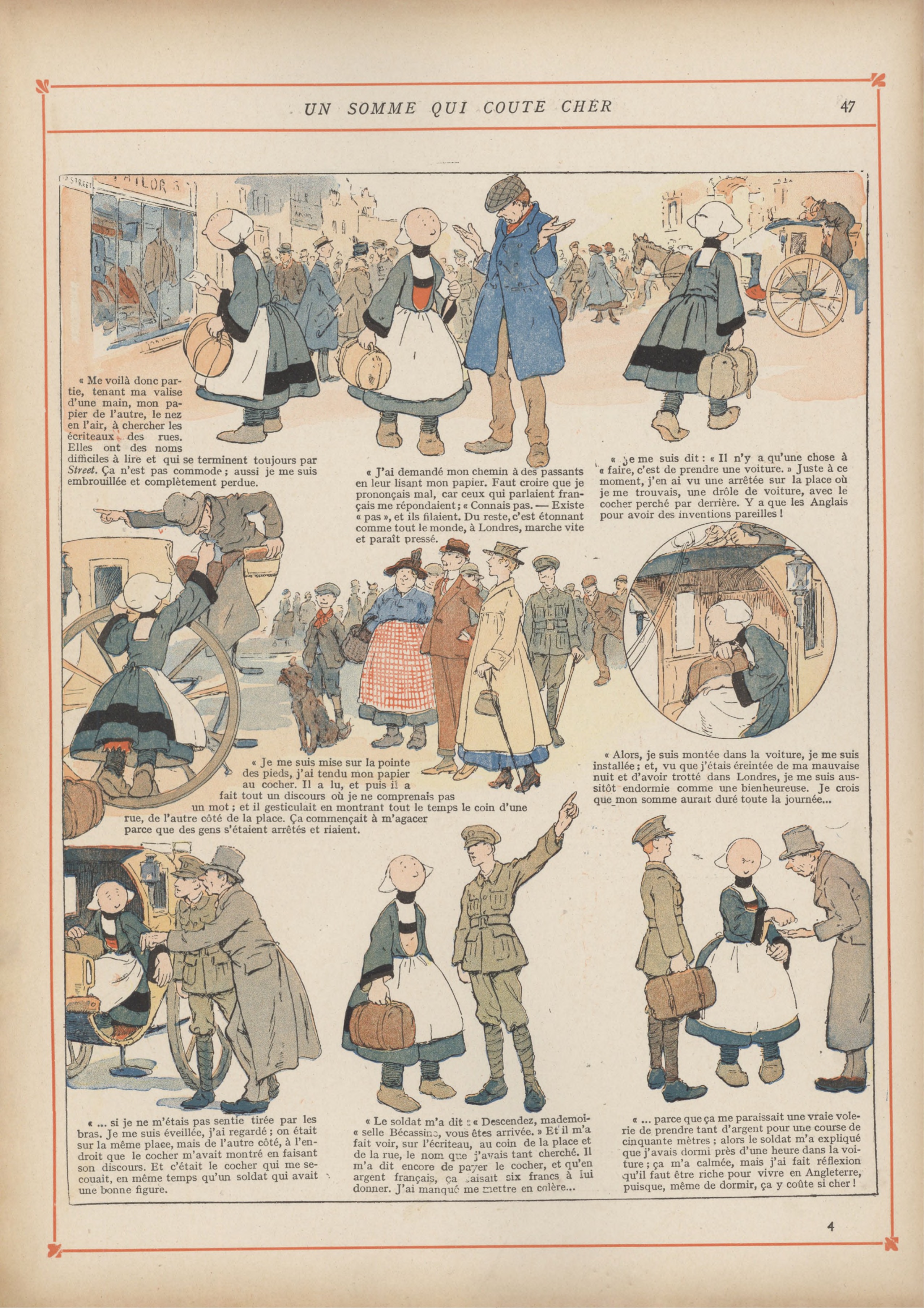 Bécassine – Bécassine chez les Alliés (1917), page 50. Caumery & J.-P. Pinchon. Domaine public.