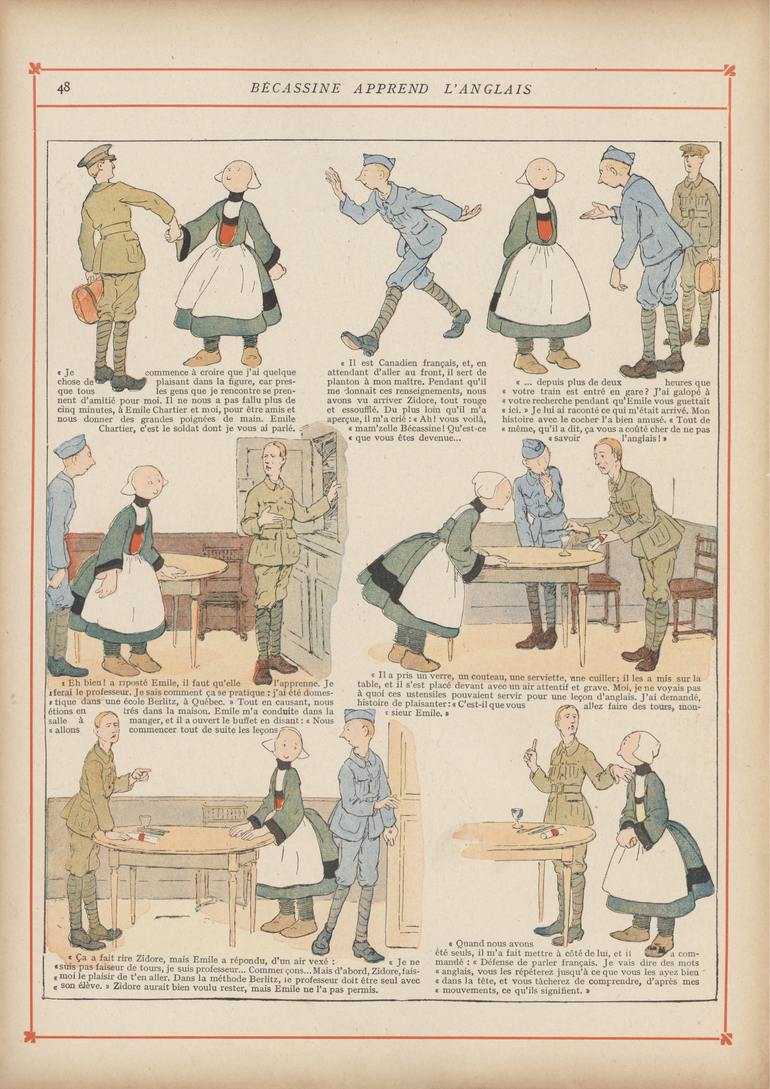 Bécassine – Bécassine chez les Alliés (1917), page 51. Caumery & J.-P. Pinchon. Domaine public.
