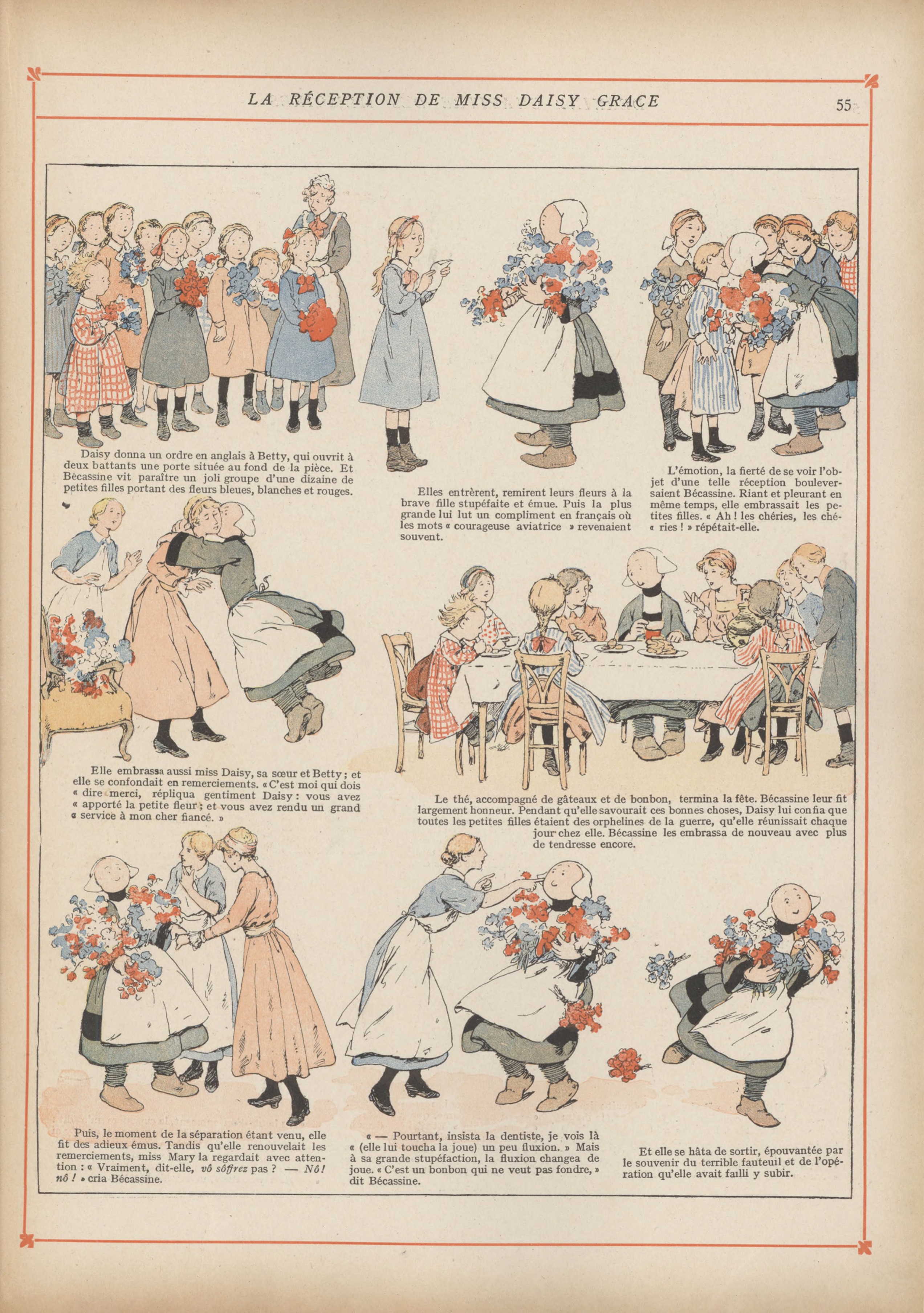 Bécassine – Bécassine chez les Alliés (1917), page 58. Caumery & J.-P. Pinchon. Domaine public.
