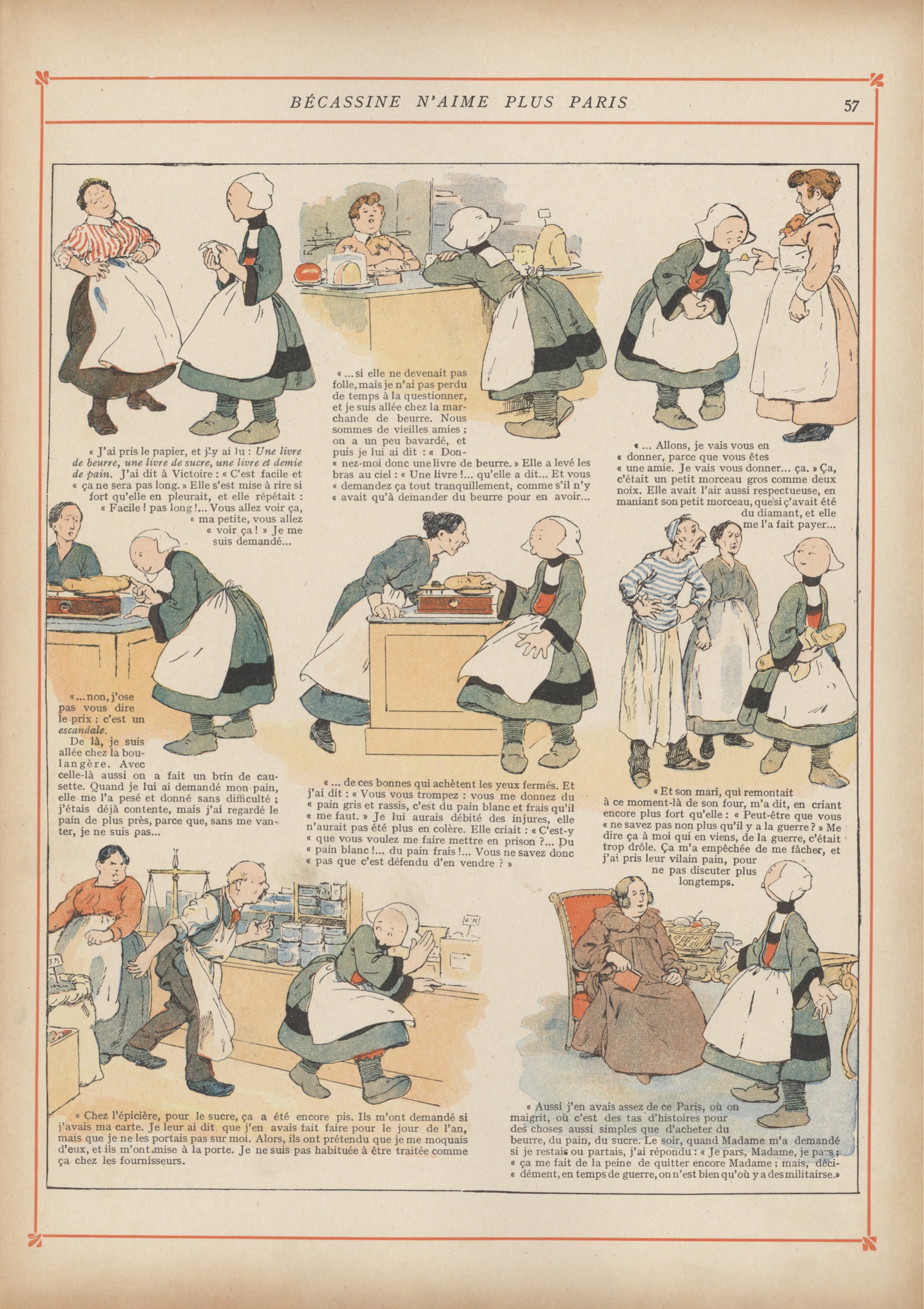 Bécassine – Bécassine chez les Alliés (1917), page 60. Caumery & J.-P. Pinchon. Domaine public.