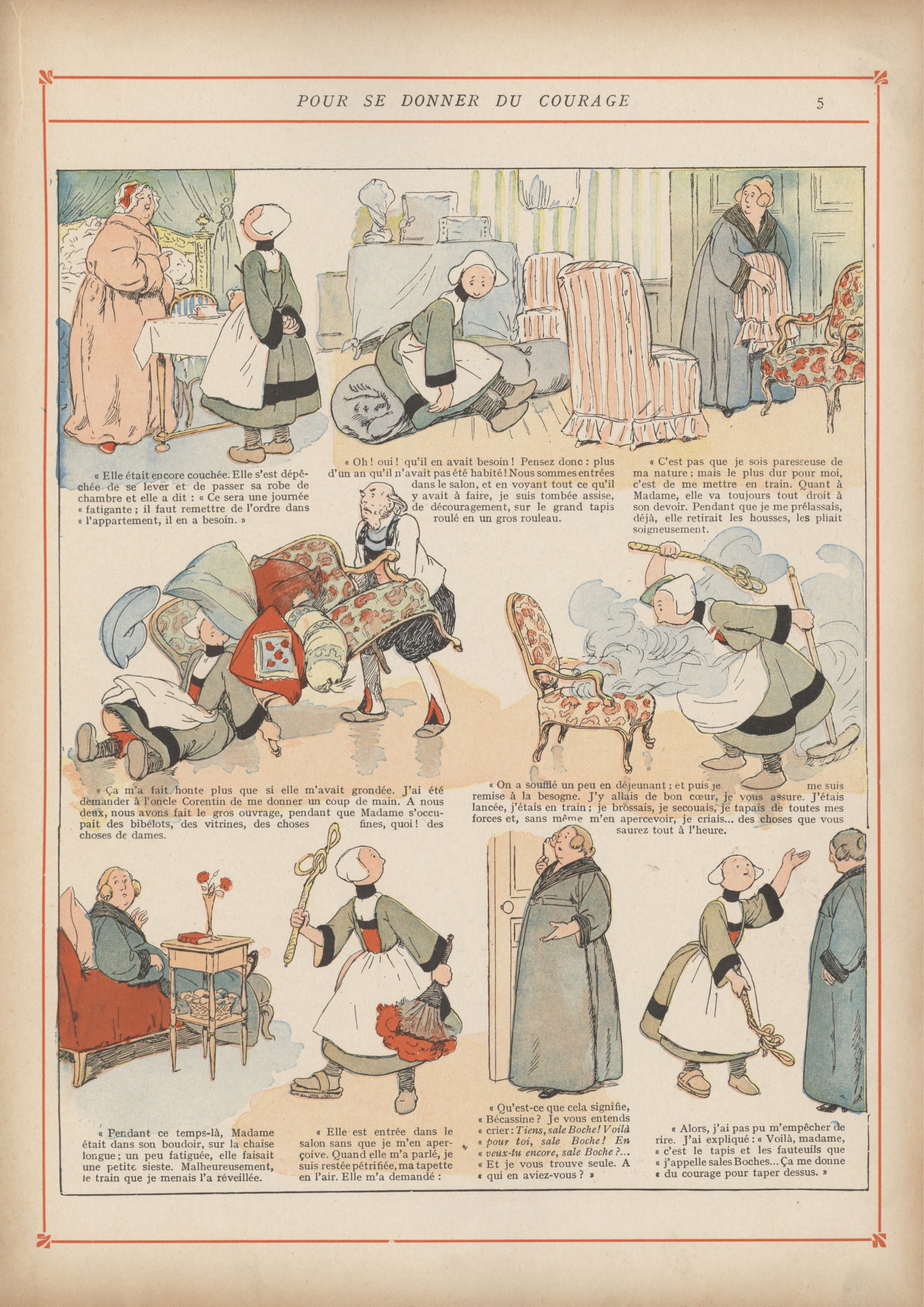 Bécassine – Bécassine chez les Alliés (1917), page 8. Caumery & J.-P. Pinchon. Domaine public.