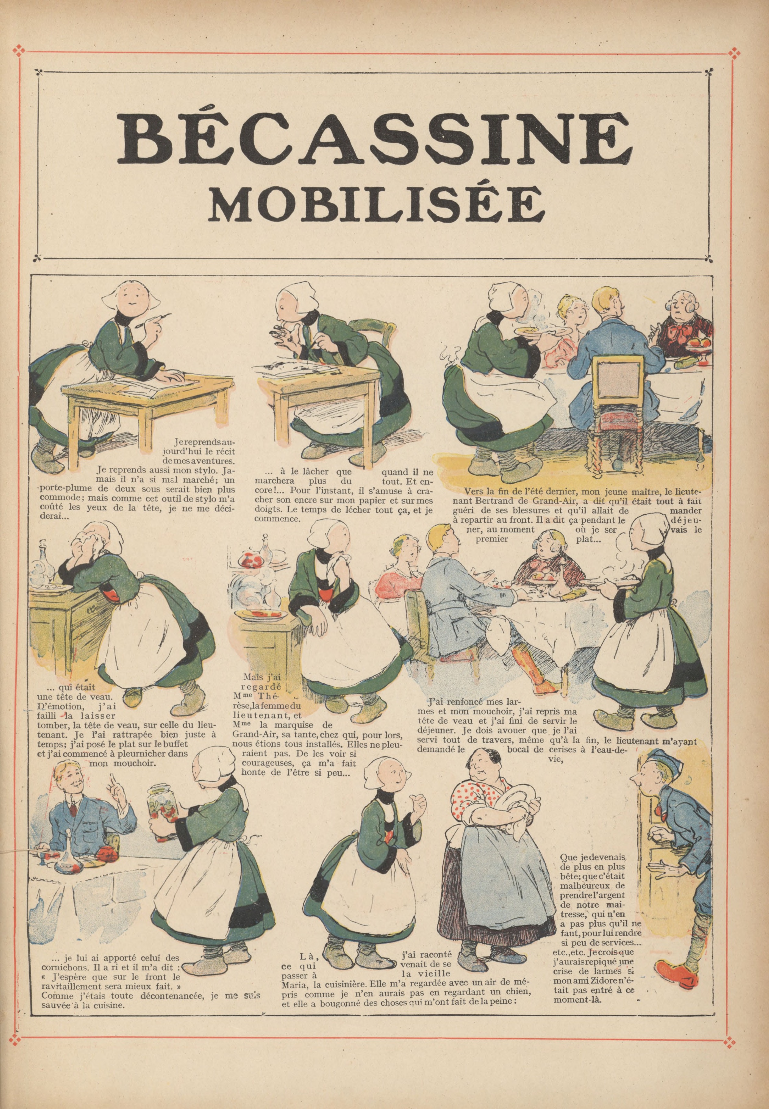 Bécassine – Bécassine mobilisée (1918), page 2. Caumery & J.-P. Pinchon. Domaine public.