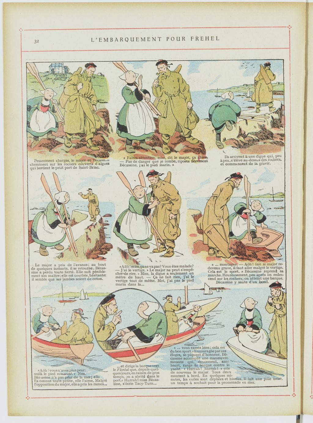 Bécassine – Les Cent Métiers de Bécassine (1920), page 33. Caumery & J.-P. Pinchon. Domaine public. Source gallica.bnf.fr / BnF.