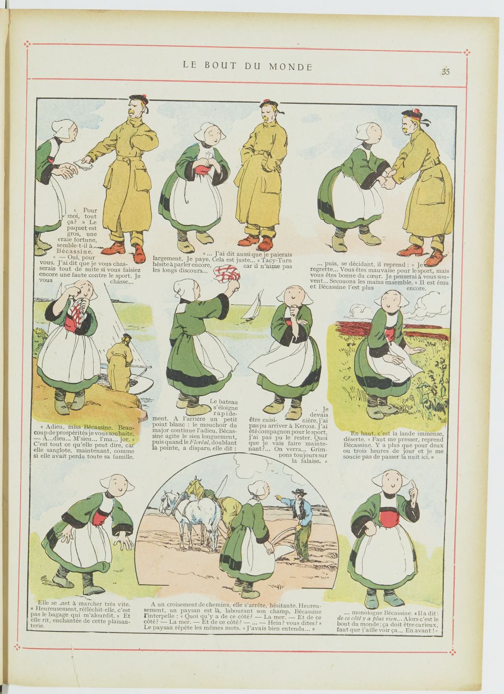 Bécassine – Les Cent Métiers de Bécassine (1920), page 36. Caumery & J.-P. Pinchon. Domaine public. Source gallica.bnf.fr / BnF.