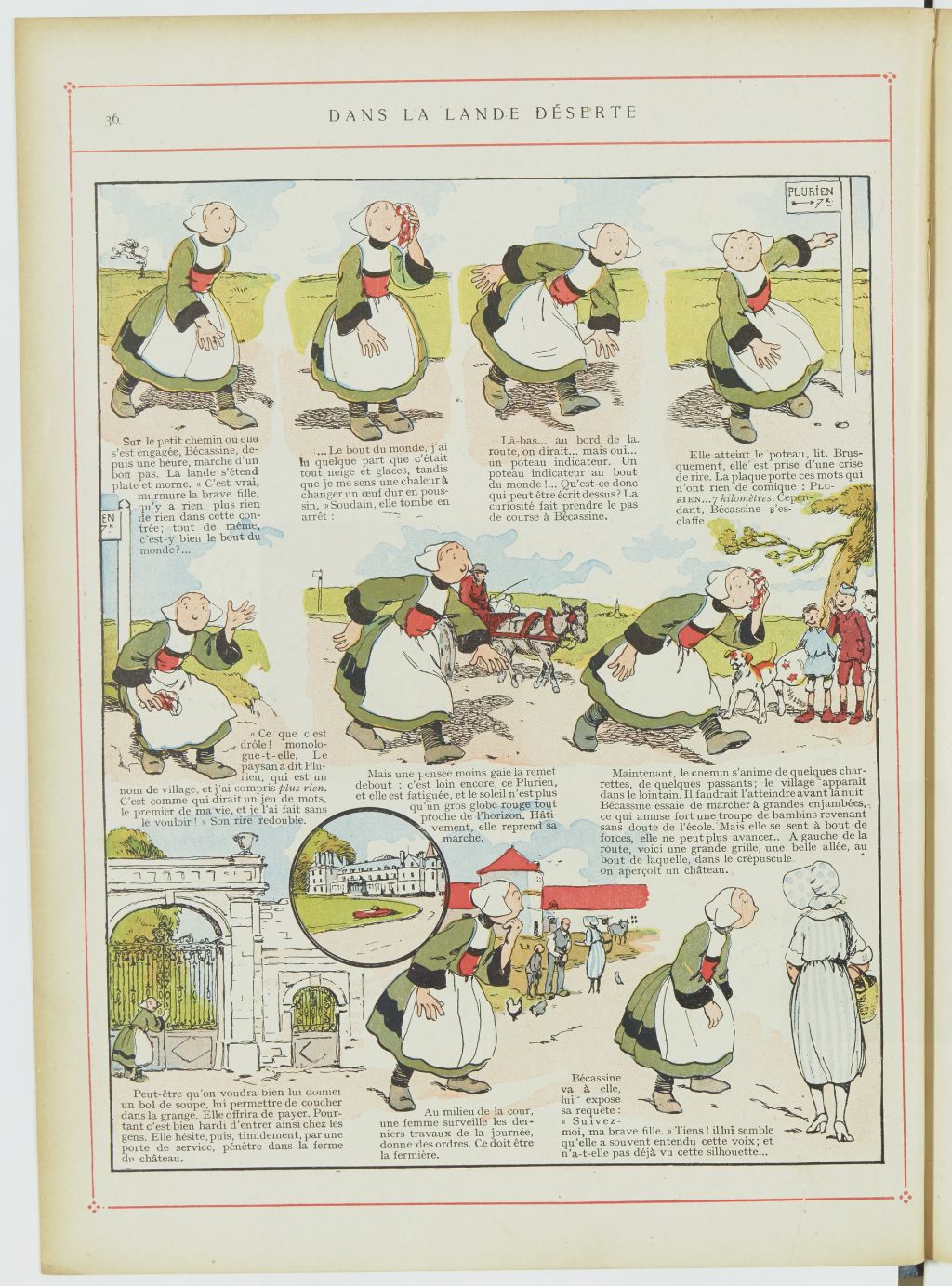 Bécassine – Les Cent Métiers de Bécassine (1920), page 37. Caumery & J.-P. Pinchon. Domaine public. Source gallica.bnf.fr / BnF.