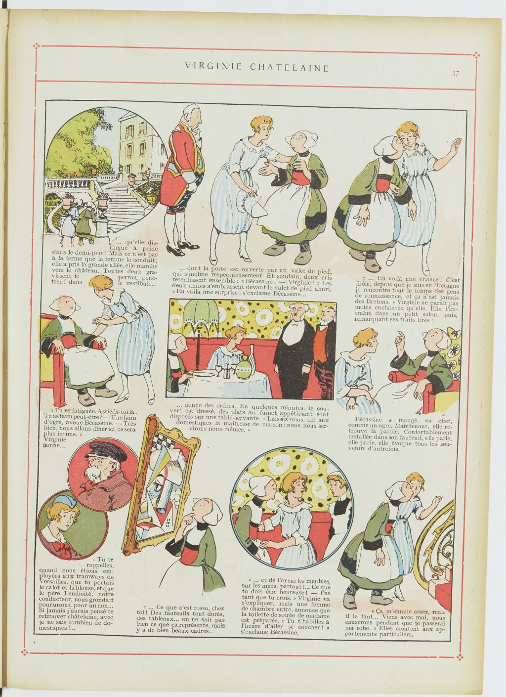 Bécassine – Les Cent Métiers de Bécassine (1920), page 38. Caumery & J.-P. Pinchon. Domaine public. Source gallica.bnf.fr / BnF.