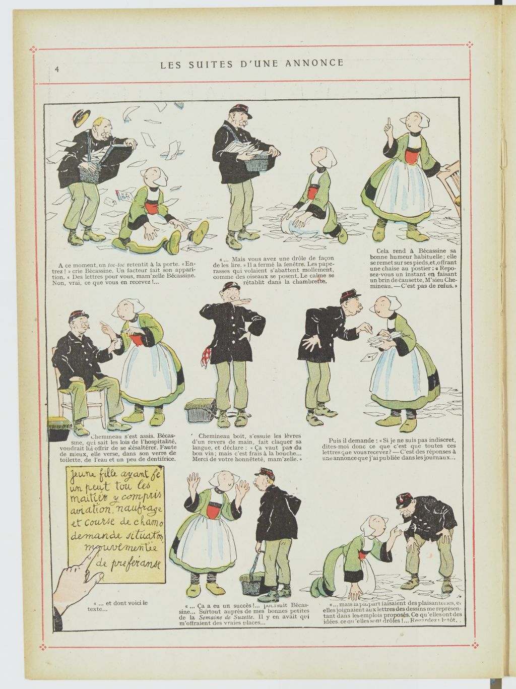 Bécassine – Les Cent Métiers de Bécassine (1920), page 5. Caumery & J.-P. Pinchon. Domaine public. Source gallica.bnf.fr / BnF.
