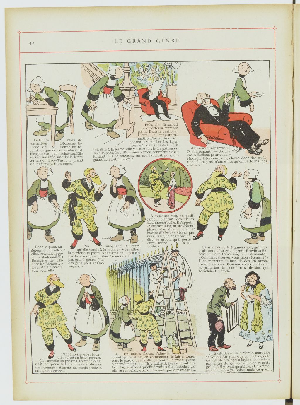 Bécassine – Les Cent Métiers de Bécassine (1920), page 41. Caumery & J.-P. Pinchon. Domaine public. Source gallica.bnf.fr / BnF.