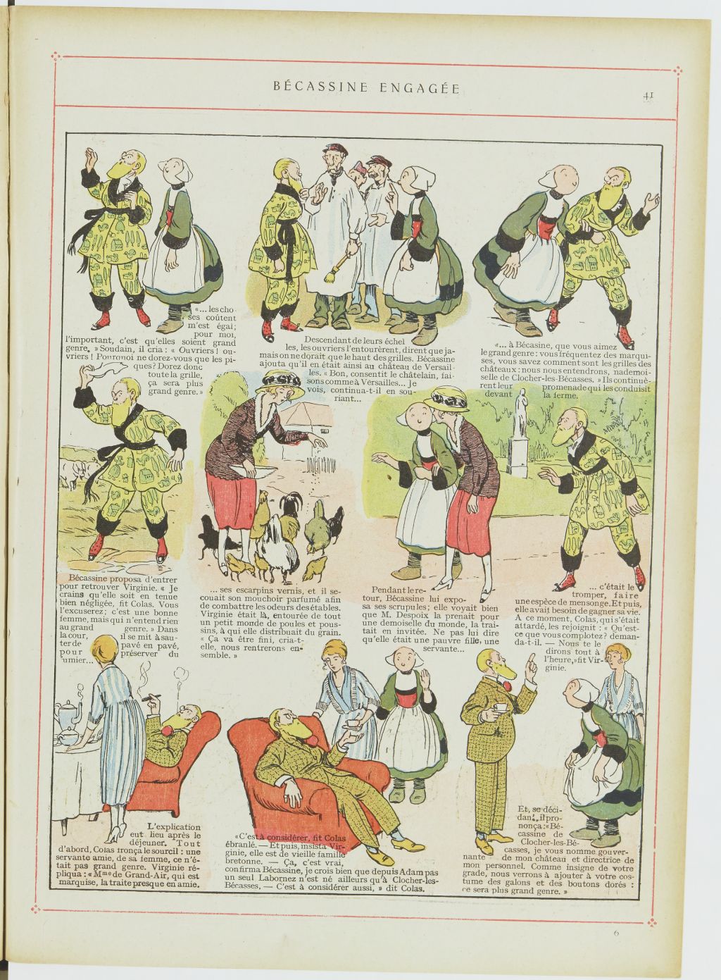 Bécassine – Les Cent Métiers de Bécassine (1920), page 42. Caumery & J.-P. Pinchon. Domaine public. Source gallica.bnf.fr / BnF.