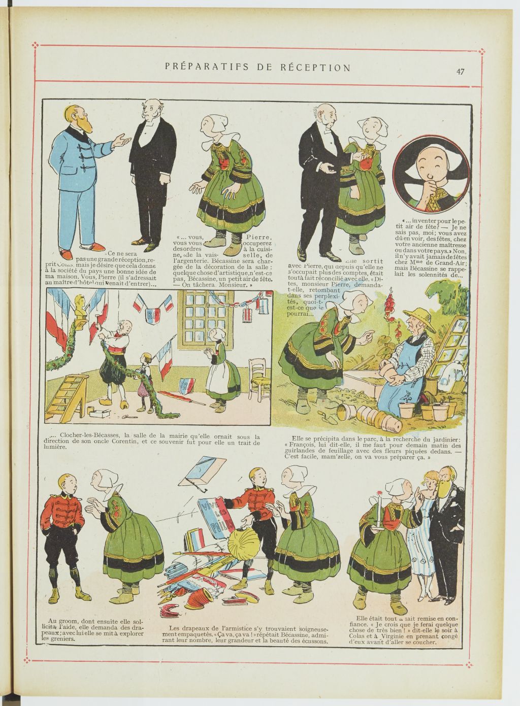 Bécassine – Les Cent Métiers de Bécassine (1920), page 48. Caumery & J.-P. Pinchon. Domaine public. Source gallica.bnf.fr / BnF.