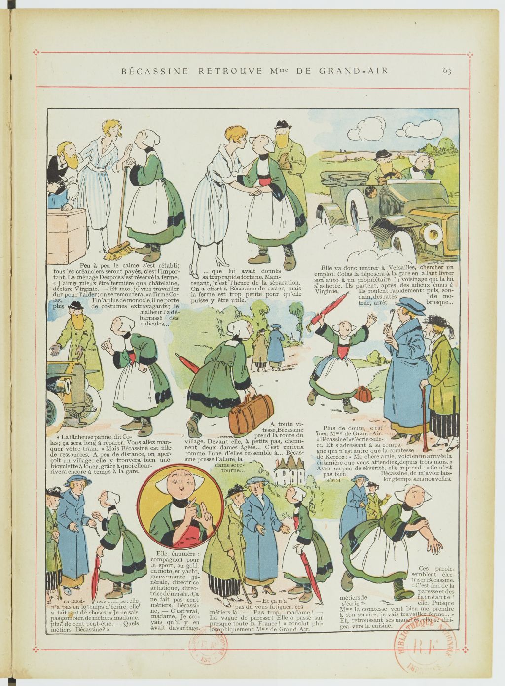 Bécassine – Les Cent Métiers de Bécassine (1920), page 64. Caumery & J.-P. Pinchon. Domaine public. Source gallica.bnf.fr / BnF.